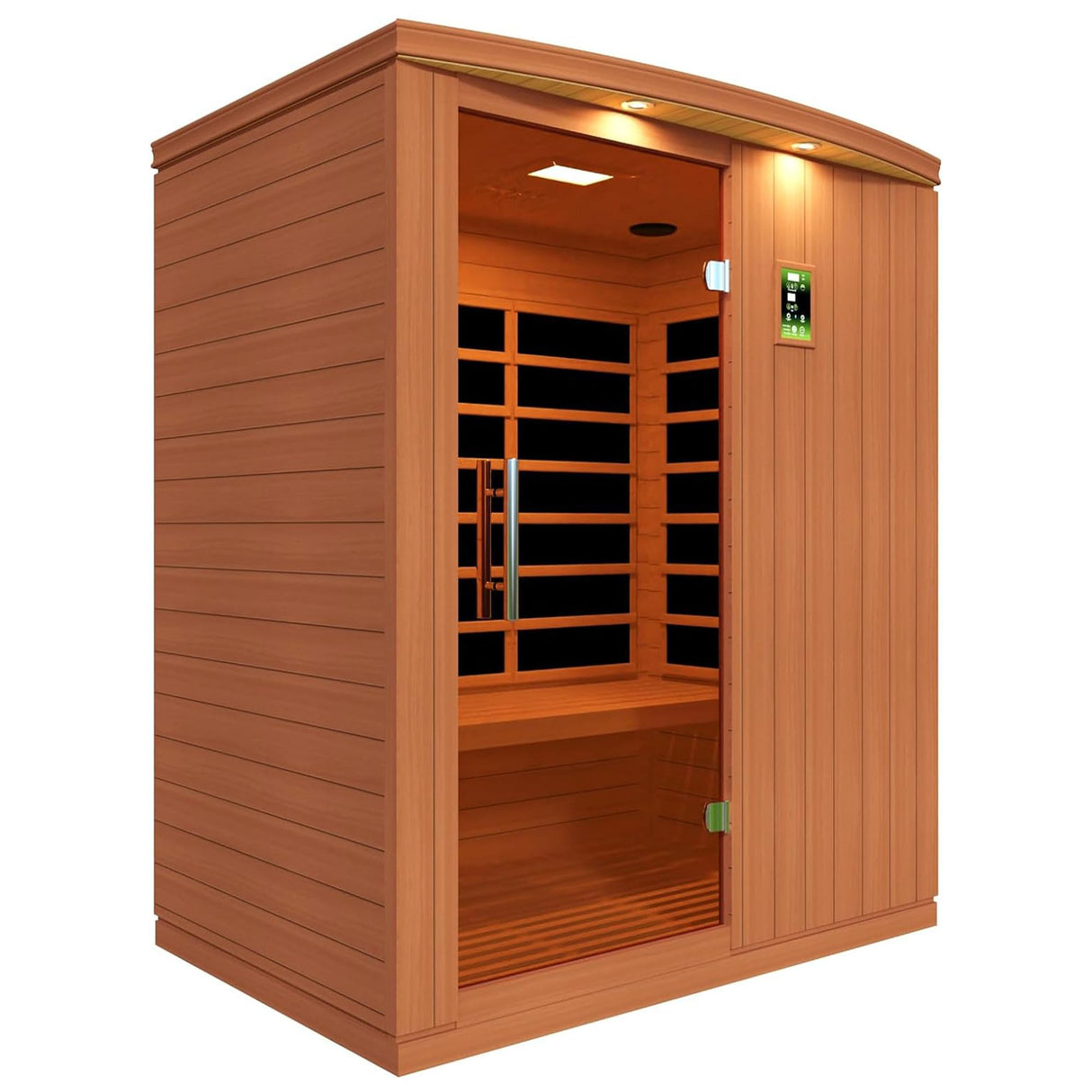 Dynamic Saunas Madrid Elite 3 Person Capacity PureTech Ultra Low EMF Infrared Therapy Home Sauna Box with Bluetooth, Roof Vent, and LED Control Panel DYNAMIC SAUNAS