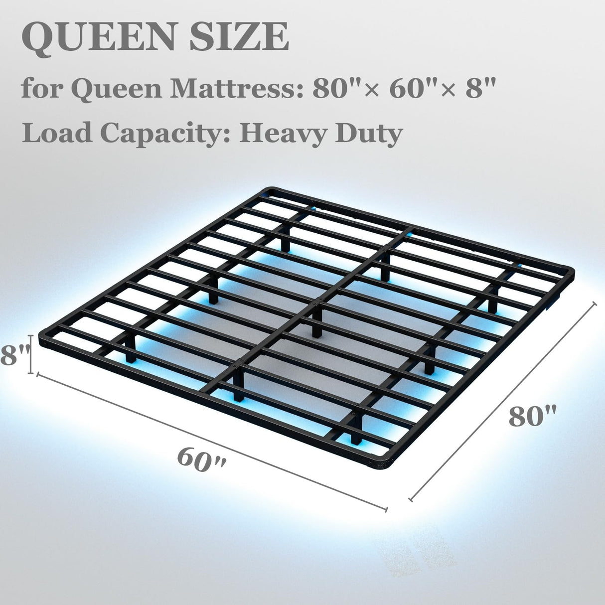FDLOGW 8 in High Floating Bed Frame Queen with Led Lights & Charging Station, Metal Platform Queen Floating Bed Frame No Box Spring Needed, Heavy Duty, Noise Free FDLOGW