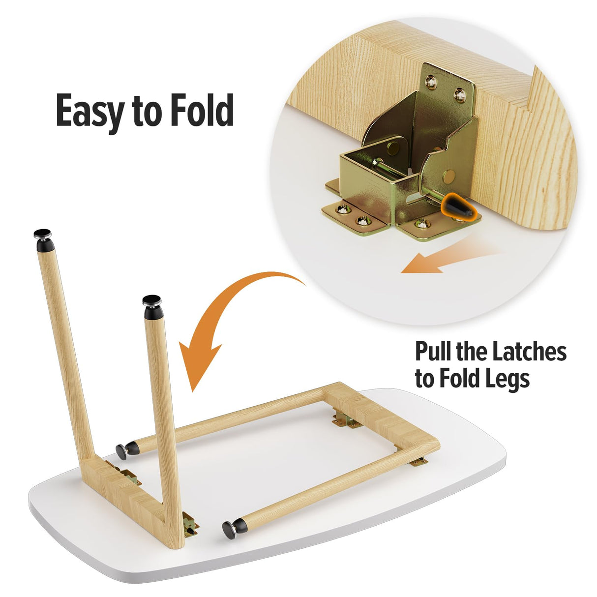 WOHOMO Folding Coffee Table White Small Coffee Tables for Living Room Portable Simple Modern Center Table for Small Spaces, No Assembly, 31.5 * 15.7 * 17.7IN, White Htp WOHOMO