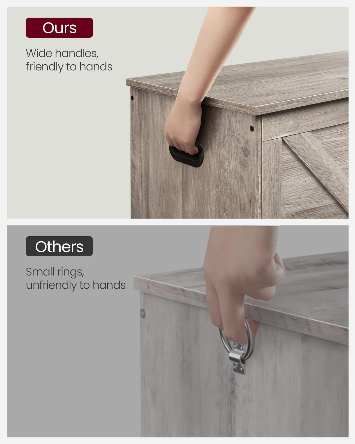 VASAGLE Storage Chest, Storage Trunk with 2 Safety Hinges, Storage Bench, Shoe Bench, Farmhouse Style, 15.7 x 39.4 x 18.1 Inches, for Entryway, Bedroom, Living Room, Heather Greige ULSB060K03 VASAGLE