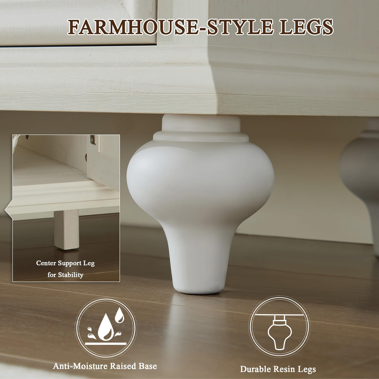 Yechen Sideboard Buffet Cabinet with Storage - 62" Large Buffet Cabinet with 4 Drawers & 4 Doors, Modern Farmhouse Coffee Bar Buffet Table with Wood Top for Kitchen, Dining Room, Living Room, White Yechen