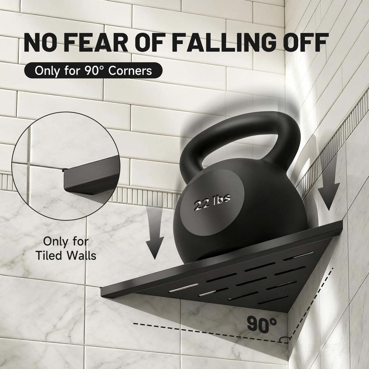 BATHLAVISH Corner Shower Shelves 10" Matte Black, 2 Pack 304 Stainless Steel Shower Corner Shelf Recessed Slot Design, Wall Mount Triangle Shower Caddy for Bathroom, Kitchen Organization BATHLAVISH