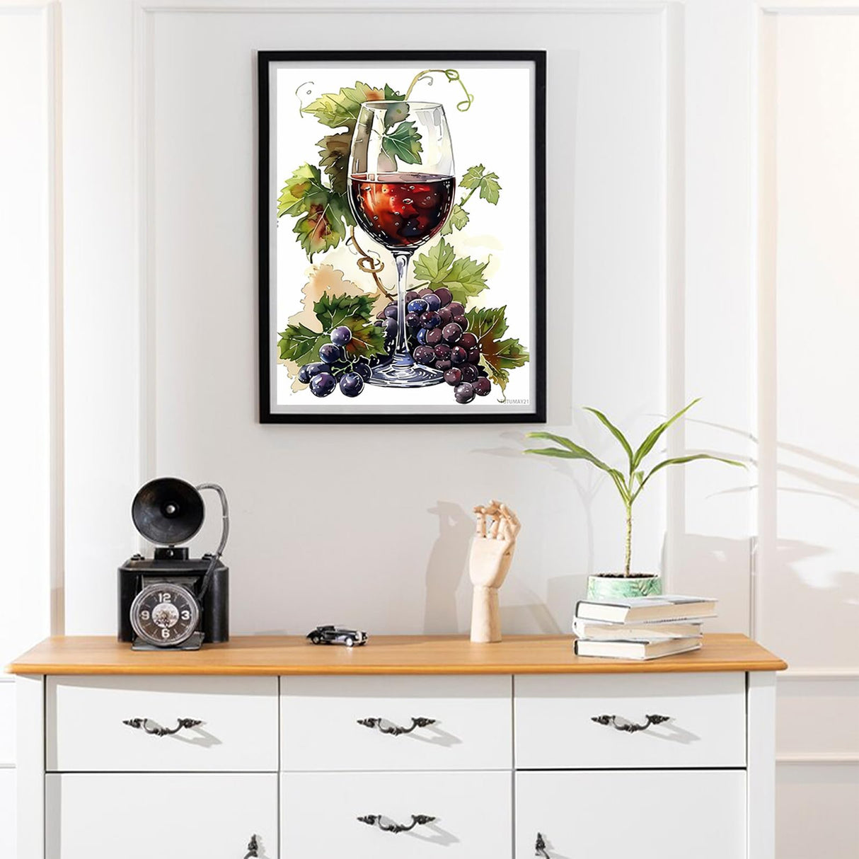 TUTUMAY21 Diamond Painting The Wine Glass Surrounded by Grapes Diamond Art Kits for Adults, Full Round Gemstone Stitch Kit, for Wall Decor 12x16 inch TUTUMAY21