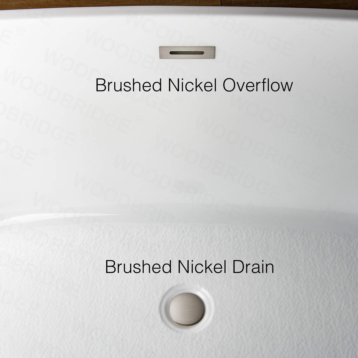 WOODBRIDGE 67" Acrylic Freestanding Bathtub Contemporary Soaking Tub with Brushed Nickel Overflow Overflow and Drain,White,B0010-BN WOODBRIDGE