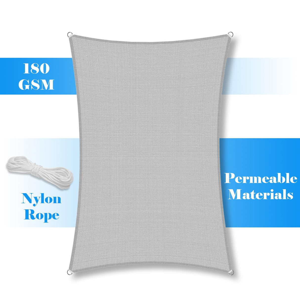 AwnPro Rectangle Shade Sail 14' x 18' Canopy to Block Sunlight for Outdoor Patio Garden Patio Deck Pergola (Light Gray) AwnPro