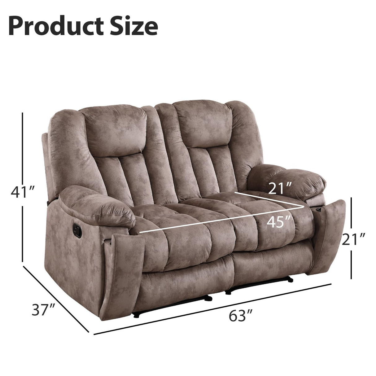 EBELLO Loveseat Recliner Sofa for Living Room, Extra Wide Modern Overstuffed 2 Seat Reclining Manual Sofa Chair, Daul Recliner with Hidden Armrest Cup Holders, Breathable Fabric, Light Brown(Loveseat) EBELLO