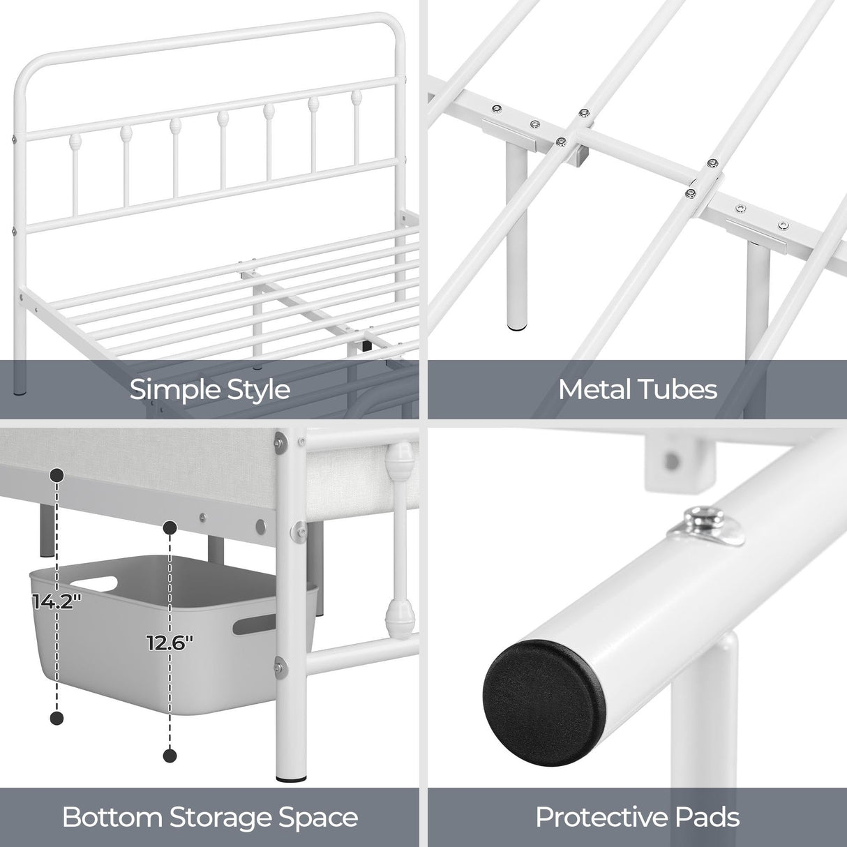 Yaheetech Classic Metal Platform Bed Frame Mattress Foundation with Victorian Style Iron-Art Headboard/Footboard/Under Bed Storage/No Box Spring Needed/Full Size White Yaheetech
