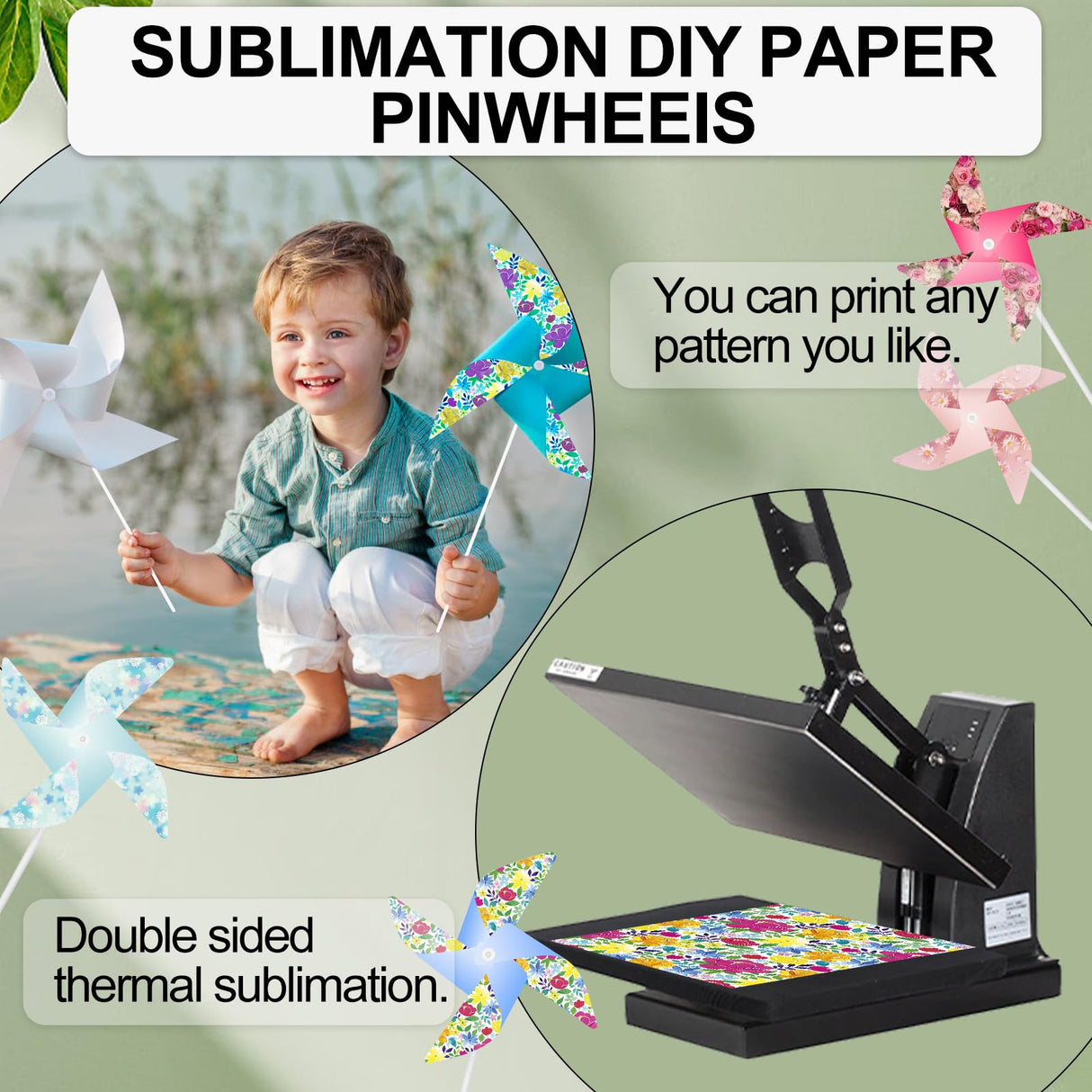 24 Pack Sublimation Blank Pinwheels DIY Pinwheels Craft Color Your Own Wind Spinners Toy Crafts DIY White Pinwheels Painting Party Favors Pinwheels (24pcs Paper Pinwheels) Cevhzoe