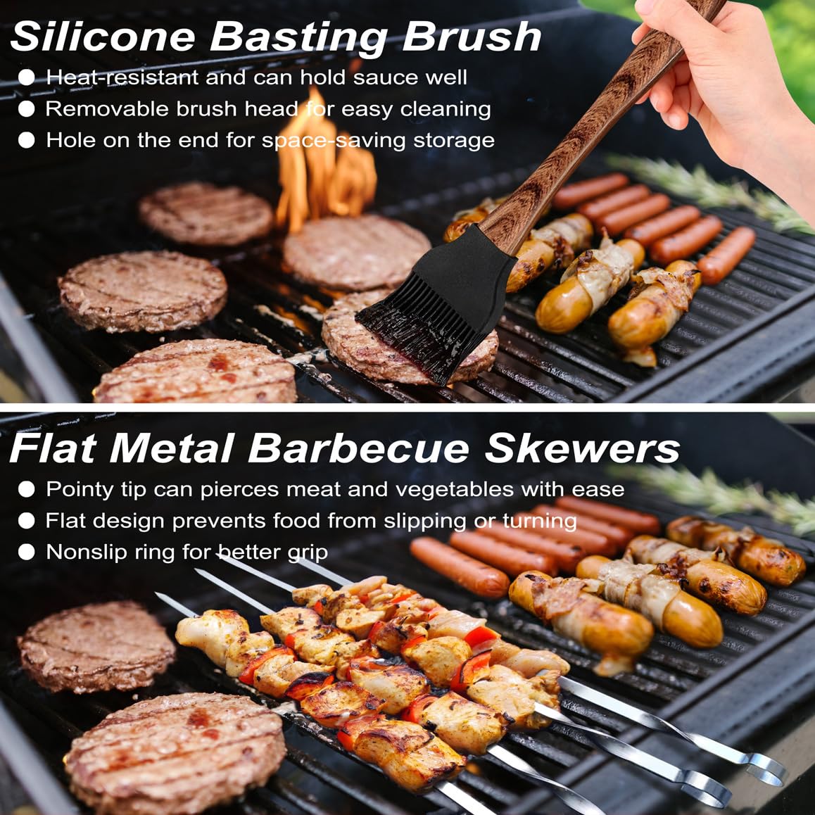 POLIGO 22PCS Heavy Duty BBQ Grill Accessories Set, Non-Slip Grill Tools for Outdoor Grill Set Thicker Stainless Steel Grill Utensils Set, Deluxe Grilling Tools Set in Aluminum Case Ideal Gifts for Men POLIGO