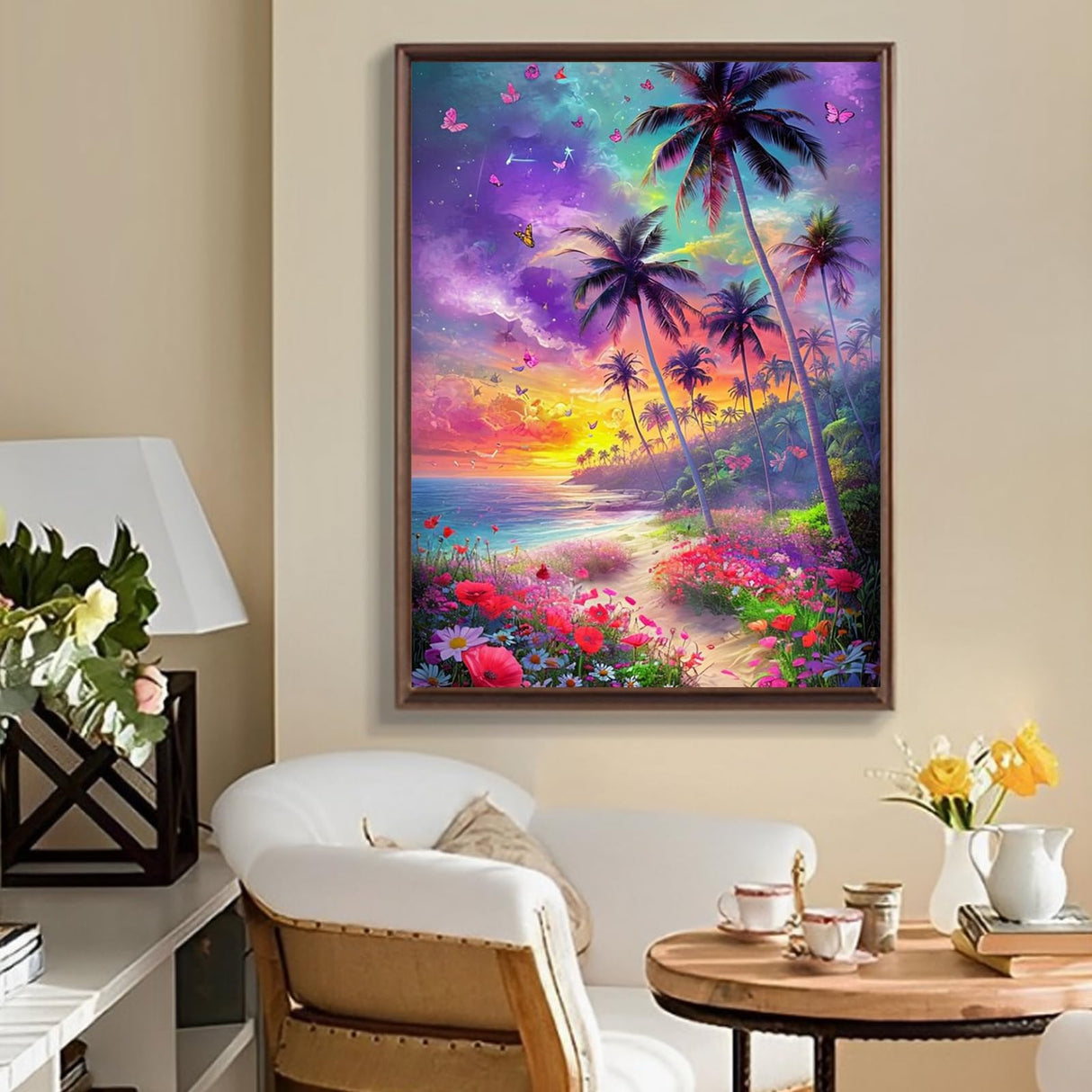 Diamond Art Kits for Adults - Beach Full Round Drill Diamond Painting Kit with Tools - 5D DIY Embroidery Craft Kits for Home Decor Gift- 12”x16” Amphol