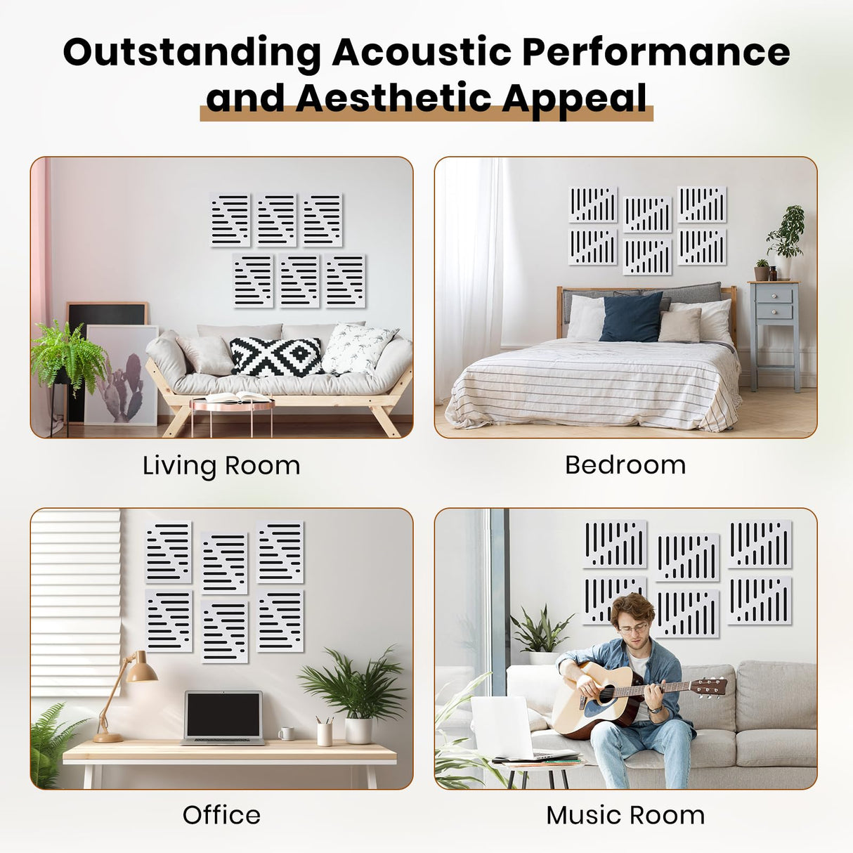 6-Pack Dual-Layer Acoustic Panels, 35.4" x 31.5" x 1.14" Professional Sound Absorption Panels, 2-in-1 Design with Polyester & Foam Layers, Self-adhesive Wall Panels for Studio Home Theater Office QUEENLINK