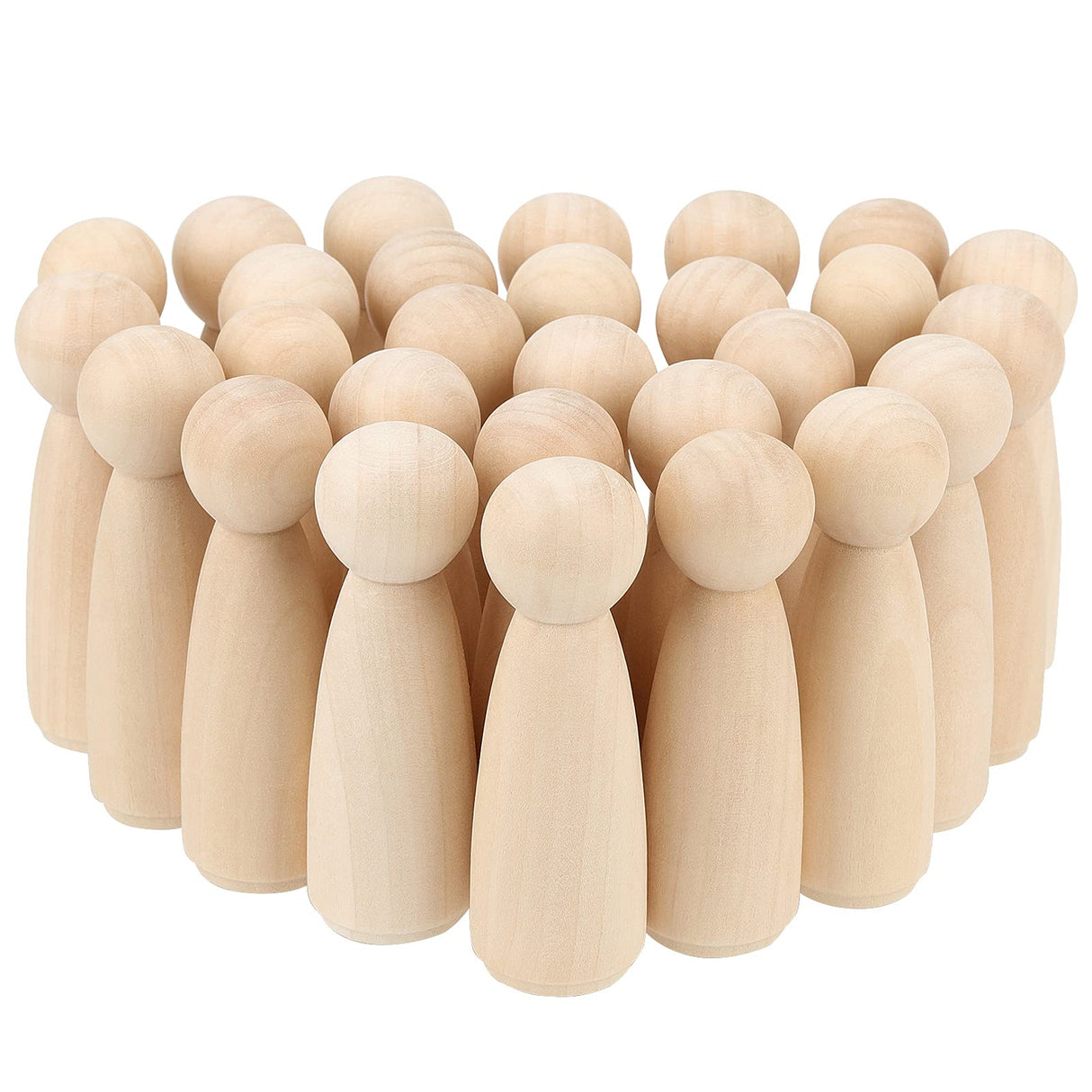 HEIHAK 30 PCS 3-1/2 Inch Unfinished Wood Peg Dolls, Unfinished Angel Girl Peg Dolls, Natural Wooden Figures for DIY Painting, Decoration, Craft Art Projects HEIHAK