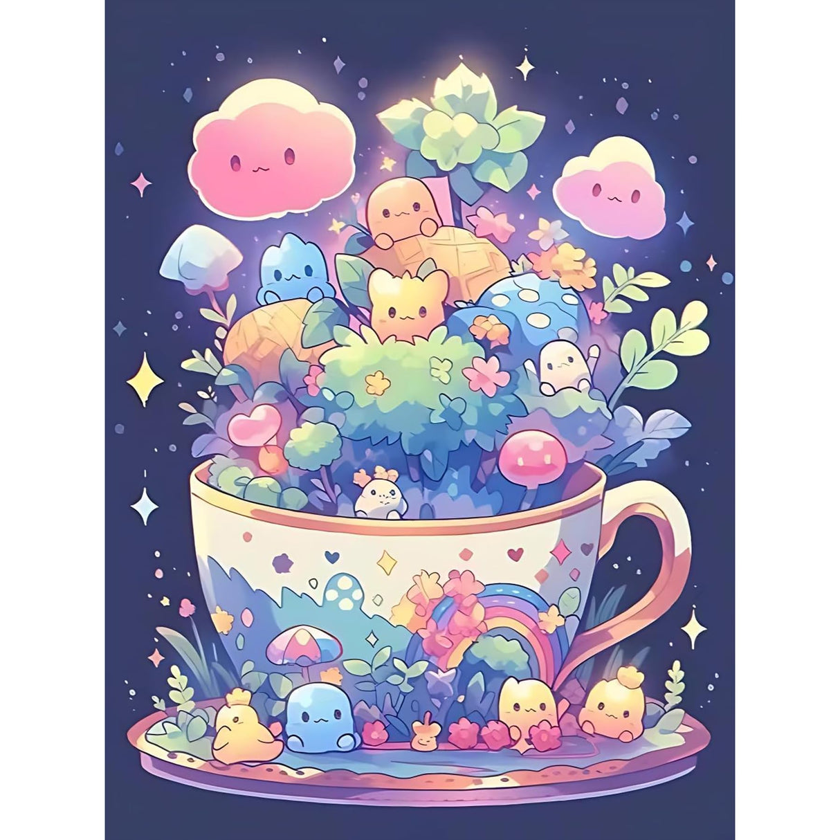 ajepon Cute Diamond Painting Kits for Adults - Diamond Art Kits for Cartoon, Cup Gem Art Kits for Adults for Gift Home Wall Decor (12x16inch) ajepon