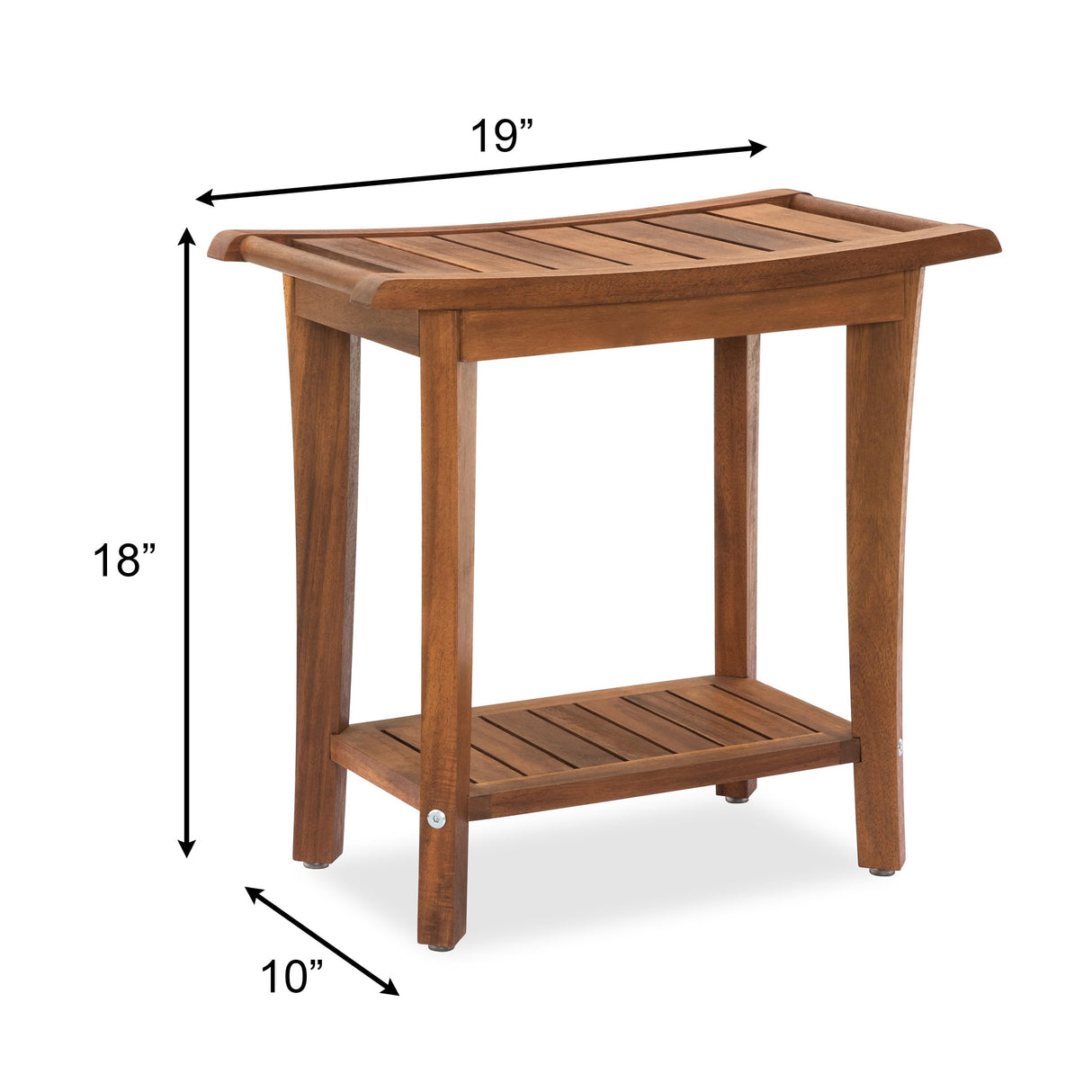 VICTORY RELAX Shower Stool Wood, 2-Tier Wooden Shower Bench for Inside Bathroom Sitting, Heavy Duty Chair with Storage Shelf, Acacia Wood Waterproof - Natural VICTORY RELAX