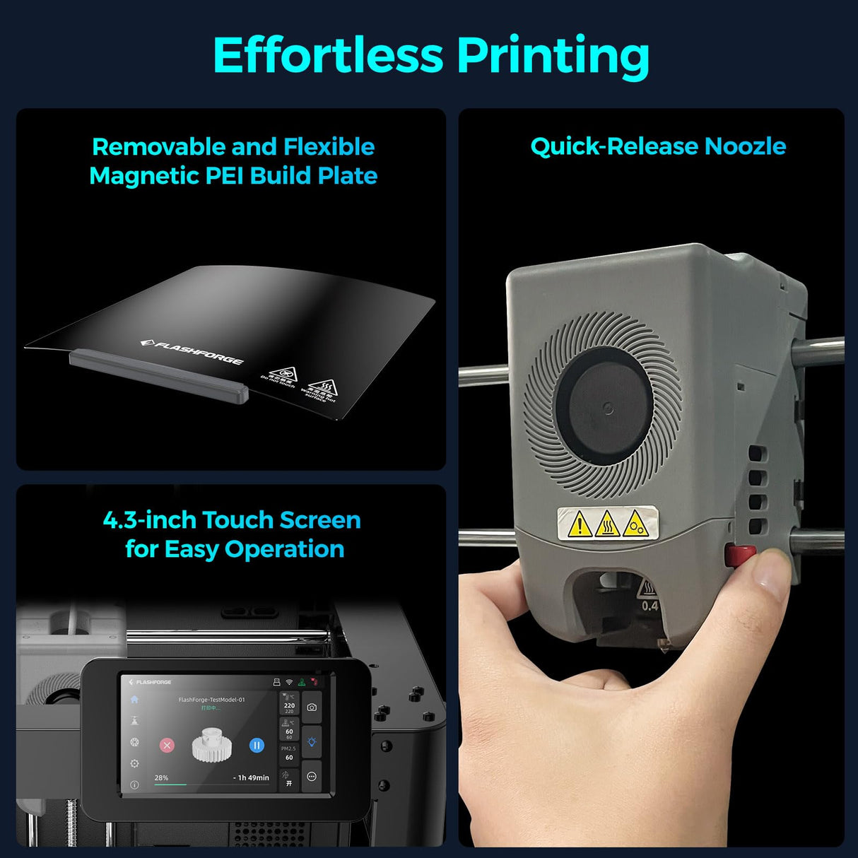 FLASHFORGE Adventurer 5M 3D Printer with Extra 1KG HS PETG Black Filament FLASHFORGE