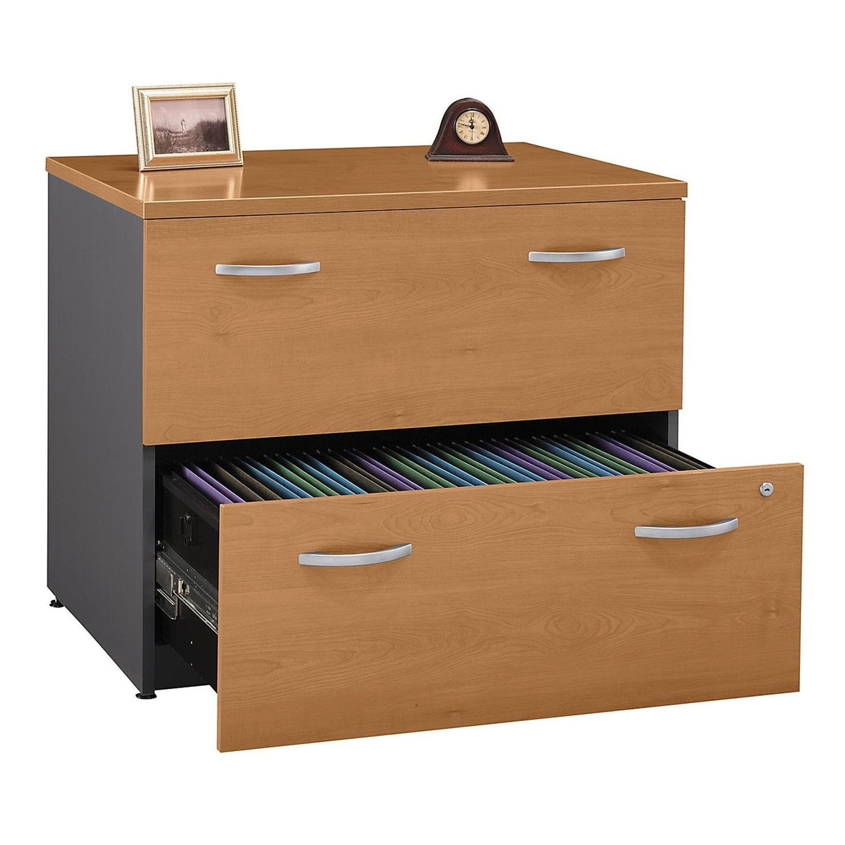 Bush Business Furniture Series C 2 Drawer Lateral File Cabinet-Assembled, Locking Document Storage for Home or Professional Office, 36W, Natural Cherry Bush Business Furniture