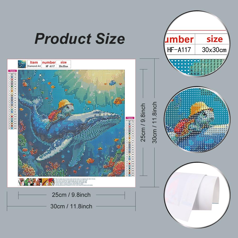 hill froeistung Sea Turtle Diamond Art Painting Kits for Adults,Whale Diamond Art for Beginners, 5D DIY Full Drill Round Gem Art Craft Home Wall Decor Gift 12x12 inch hill froeistung