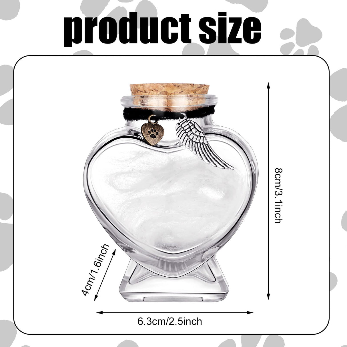 Eaasty 2 Sets Memorial Bottle for Pet Hair, Pet Fur Keepsake Fur Memorial, Clear Dog Cat Fur Keepsake, Pet Urn Glass Bottles with Cork Stopper(Cat) Eaasty