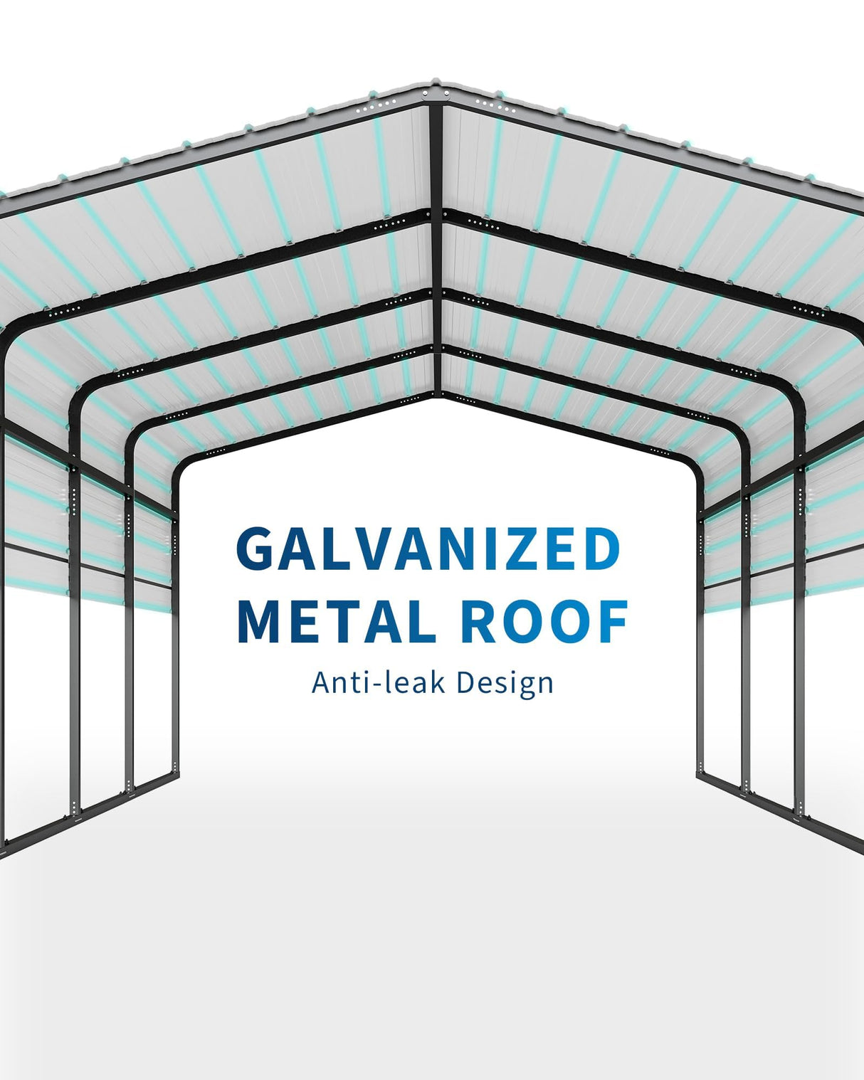 KOKEBREN Metal Carport, Outdoor Car Port Canopy with Reinforced Base and Galvanized Steel Roof, Heavy Duty Garage Car Shelter Shade for SUV, Truck, Boats, 13x20 FT KOKEBREN