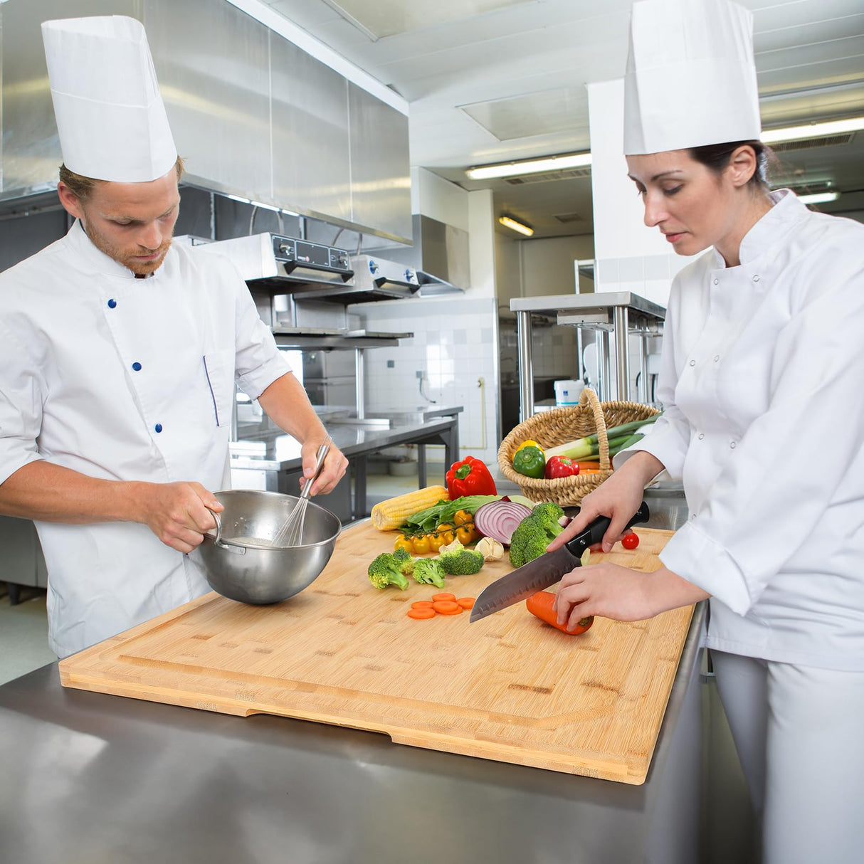 36 x 24 Extra Large Bamboo Cutting Board for Kitchen, Cutting Board Stove Top Cover with Handle, Butcher Block Chopping Board with Juice Groove, HIWARE