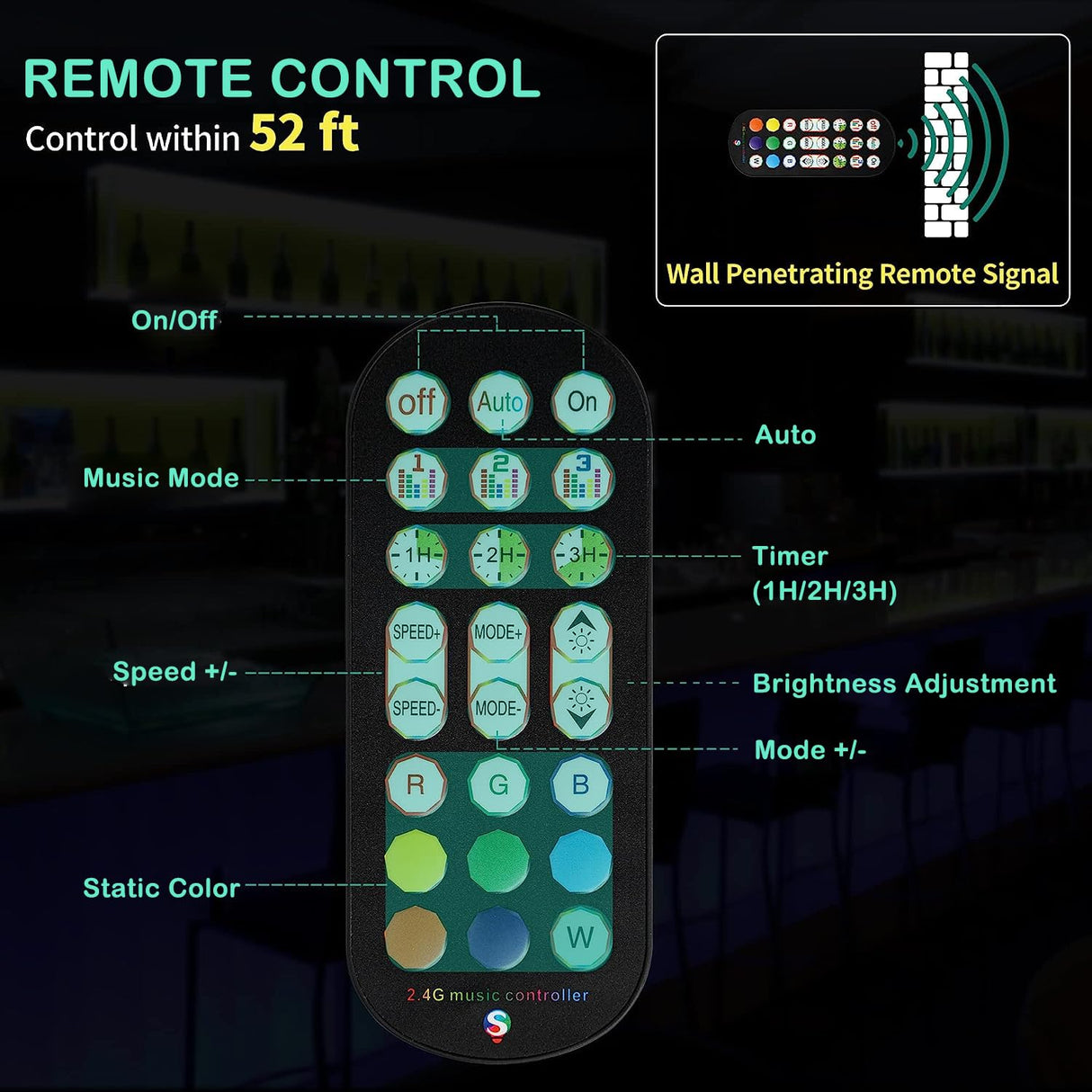 MESAILUP 60 Inch Detachable LED Lighted Liquor Bottle Display 3 Step Illuminated Bottle Shelf 3 Tier Home Bar Drinks Commercial Lighting Shelves with Remote Control (3 Tier, 60 inch) MESAILUP