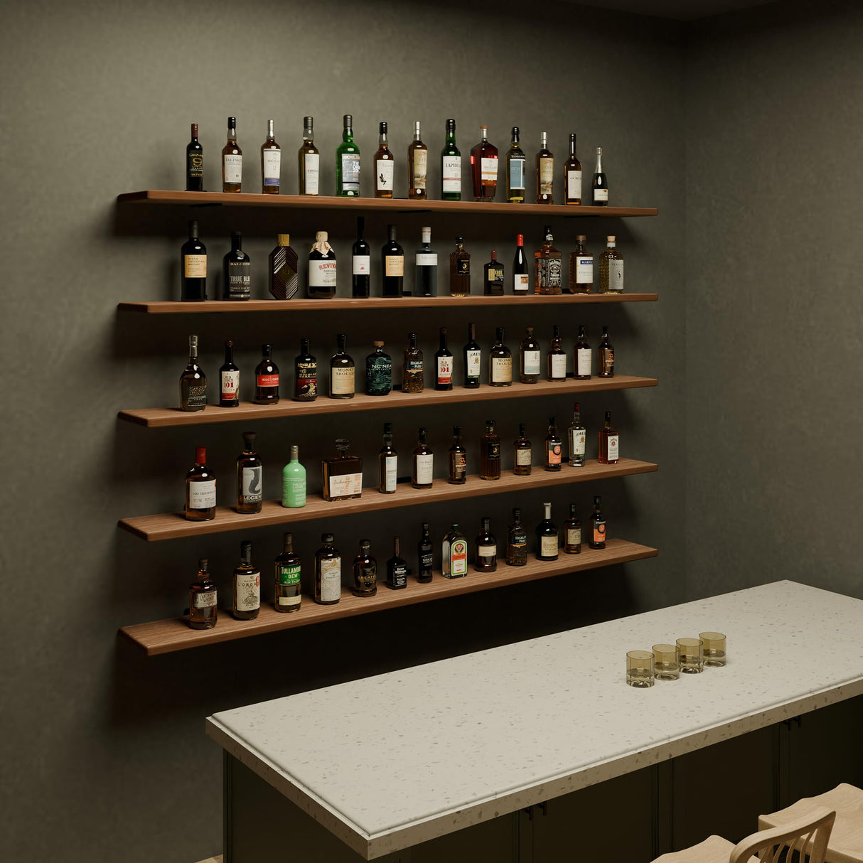 ONOTETUT 5 Tier Book Shelf,Long Floating Shelf for Wall 72 inch,Farmhouse Bookcase Long Shelves,Wall Mounted Bookshelf Display Shelves ONOTETUT