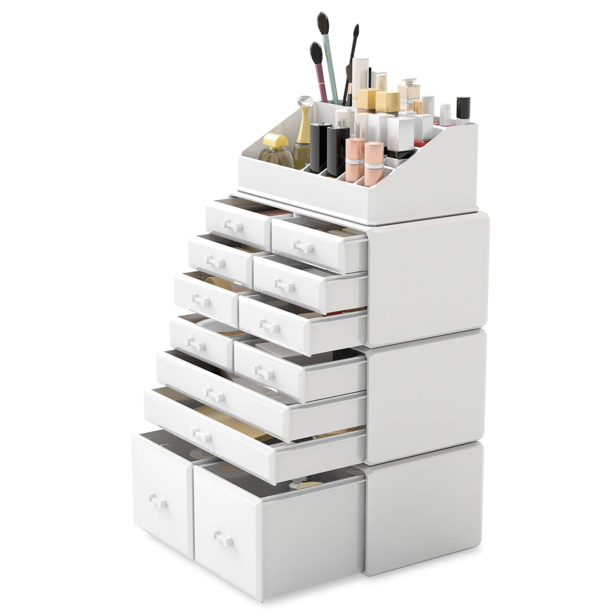 READAEER Makeup Cosmetic Organizer Storage Drawers Display Boxes Case with 12 Drawers (White) READAEER