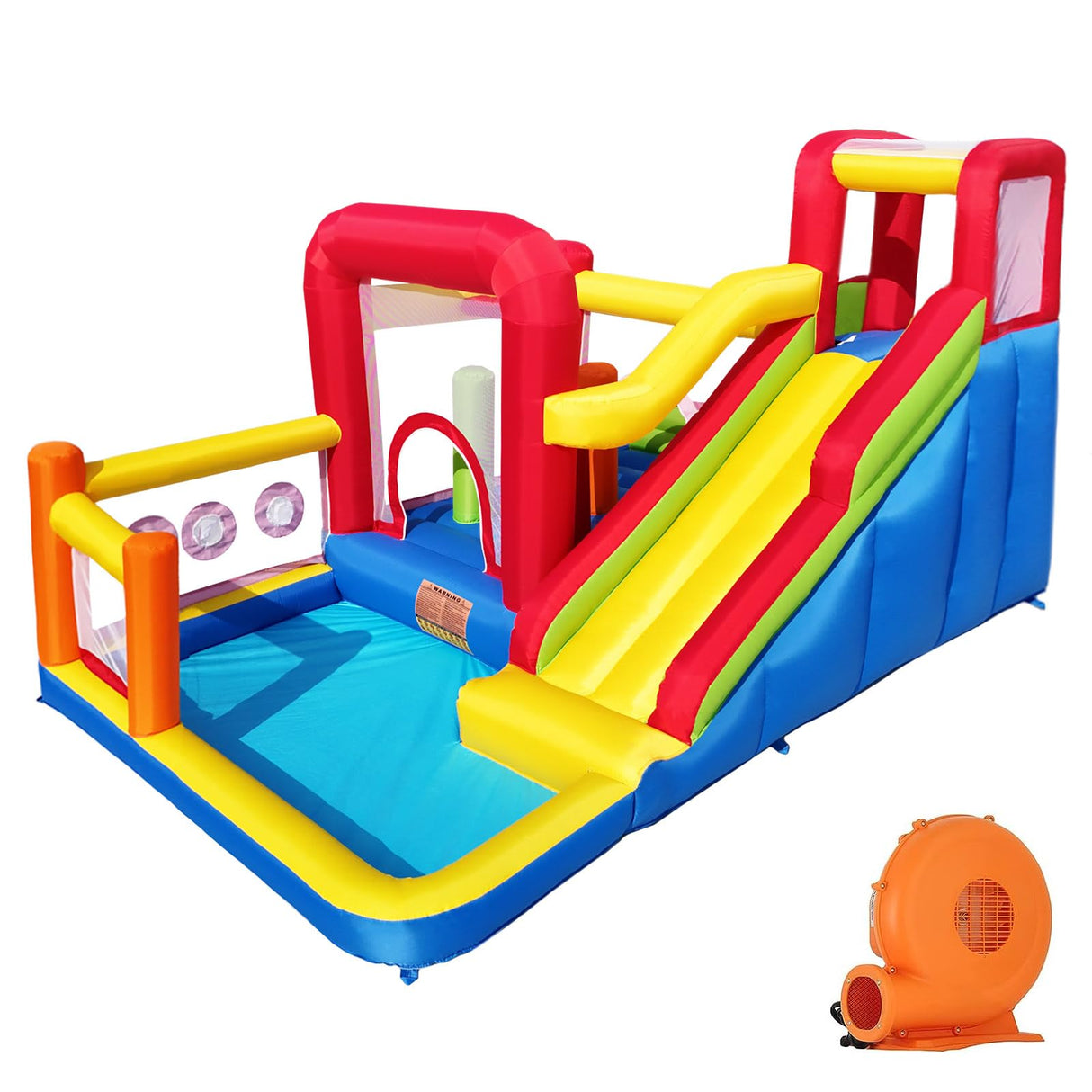 Hongcoral Bounce House, Inflatable Bounce Castle with Blower for Kids, Blow Up Jumping Bouncer with Slide, Climbing Wall, Obstacles, Trampoline, Ball Pit Pool for Indoor Outdoor Hongcoral