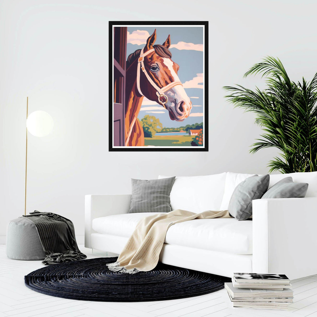 Bimkole DIY Oil painting of a horse Paint by Number Kits Animals on Canvas, Acrylic Paint Beginner Drawing Paintwork with Paintbrushes Perfect for Relaxation and Home Wall Decor Arts 16x20 inch Bimkole