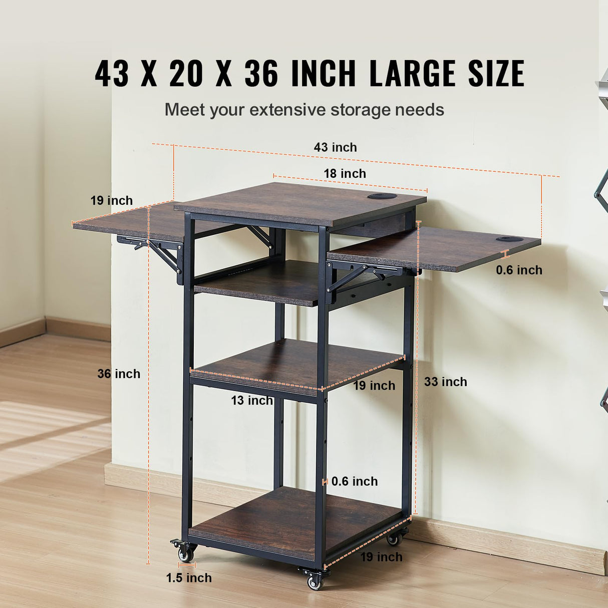 VEVOR Movable Heat Press Table with Charging Station, 4 Tier Foldable Heat Press Stand with Pull-Out Tray for Heat Transfer Sublimation Printer Sublimation Transfer Machine Organization VEVOR