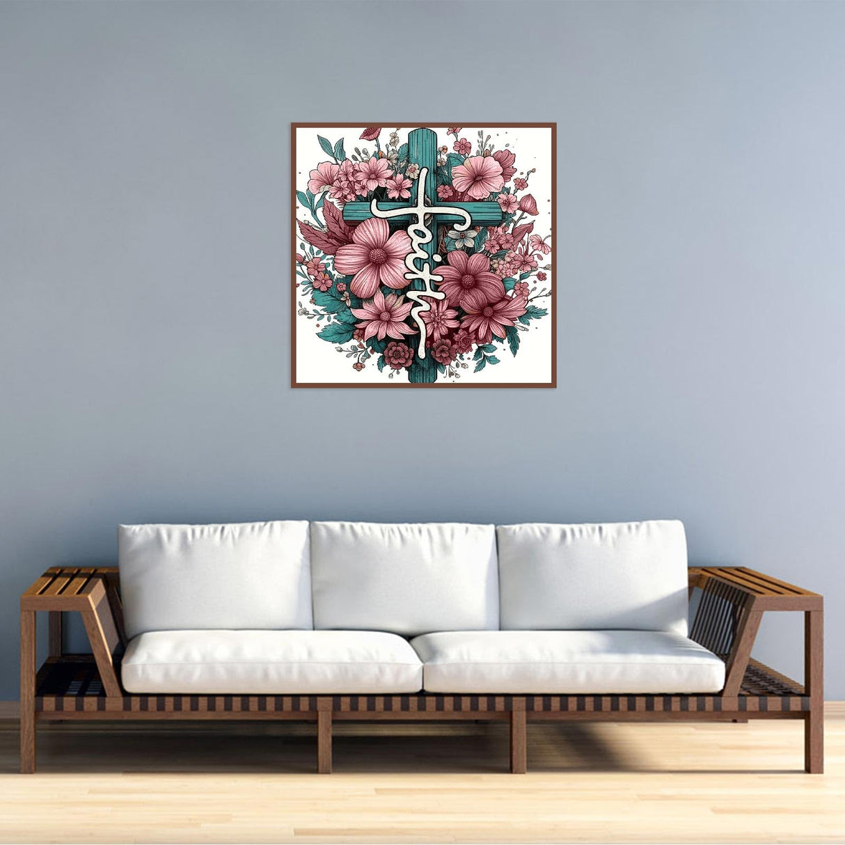 Religious Diamond Art Kits for Adults, Cross Flower Diamond Painting, Diamond Painting Kits for Adults Beginners, Diamond Art for Kids Gem Art Home Wall Decor 11.8x11.8Inch Baiwanerxiang