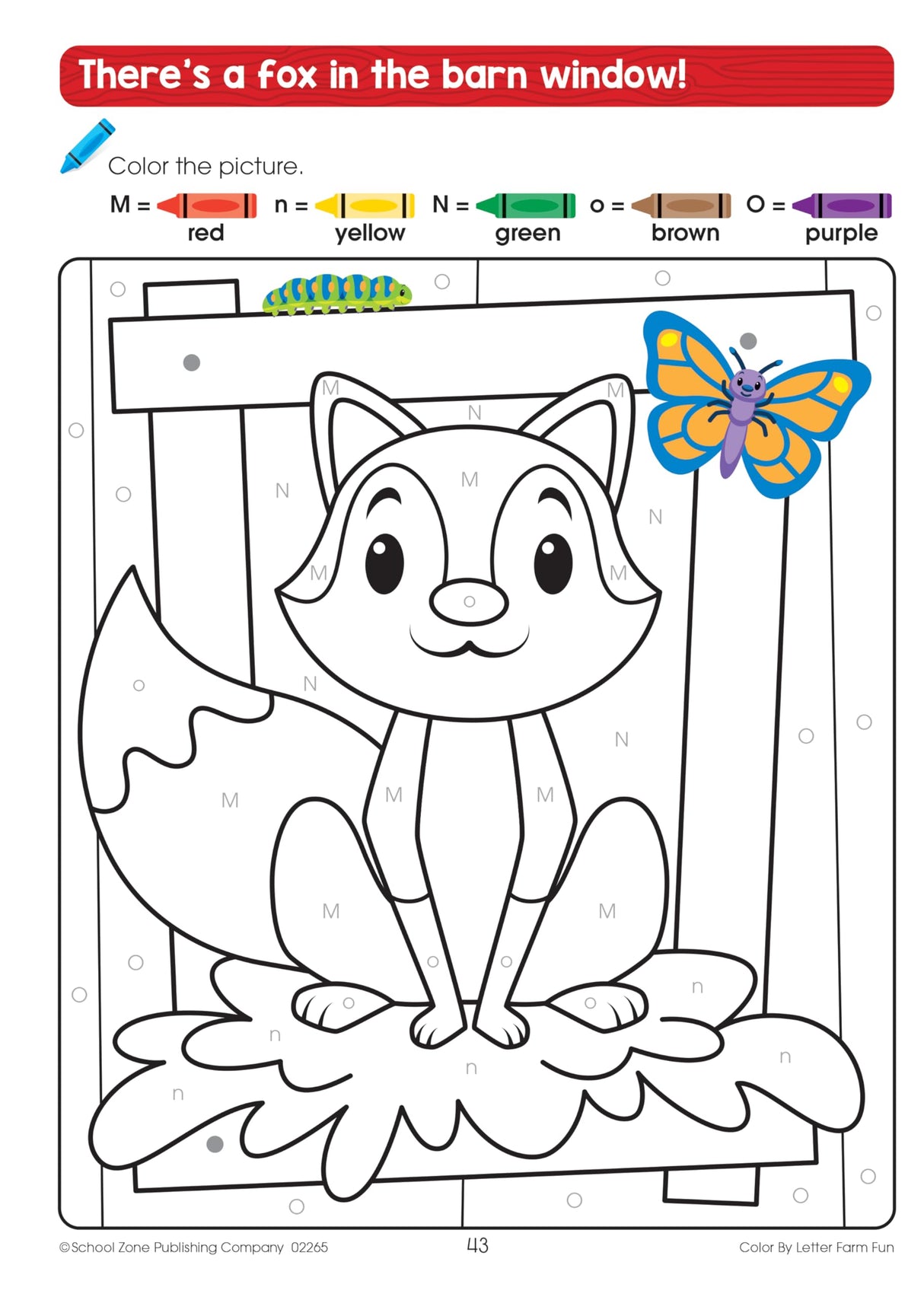 School Zone Color by Letter Farm Fun Workbook: 64 Pages, Preschool, Kindergarten, 1st Grade, ABC's, Alphabet, Color Skills, Coloring, Matching, Farm Animals, Ages 4-6 (Activity Zone Book Series) School Zone