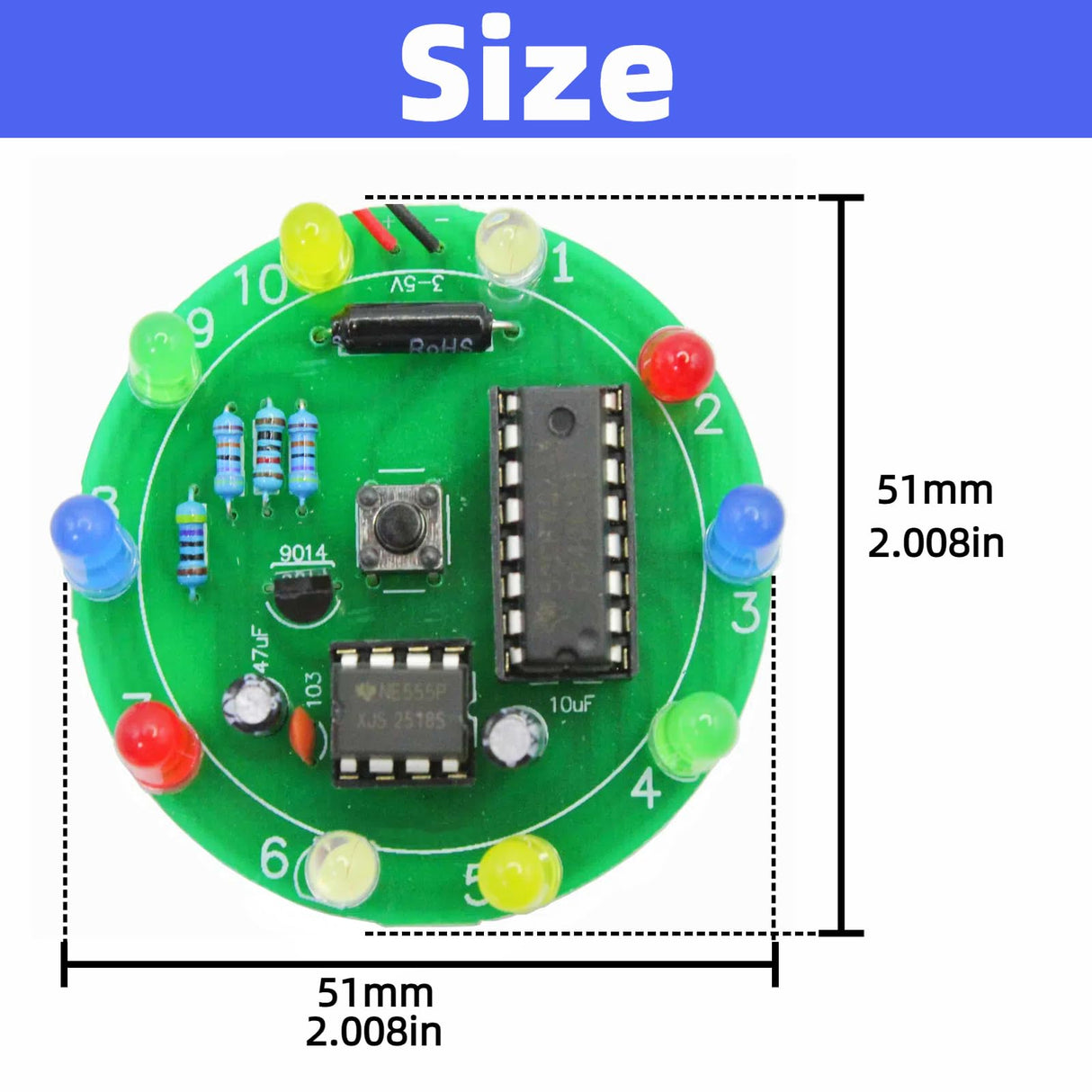 EGSCST 2PCS Soldering Practice Kit CD4017 NE555 DIY Lucky Wheel LED Light Circuit Board Solder Project for Electronics Beginners to Learn and Training EGSCST