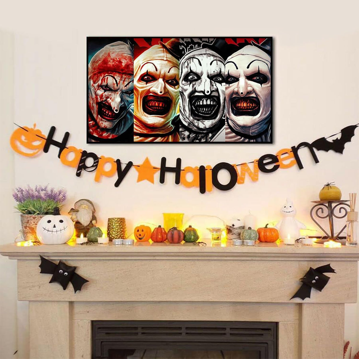 MBNTJHT Halloween Large Diamond Art Kits for Adults Beginner,Horror Clown 5D Full Round Drill Diamond Painting Kits for Adult, Large DIY Gem Art Painting Kit for Holiday Gifts 16x28 Inch. MBNTJHT