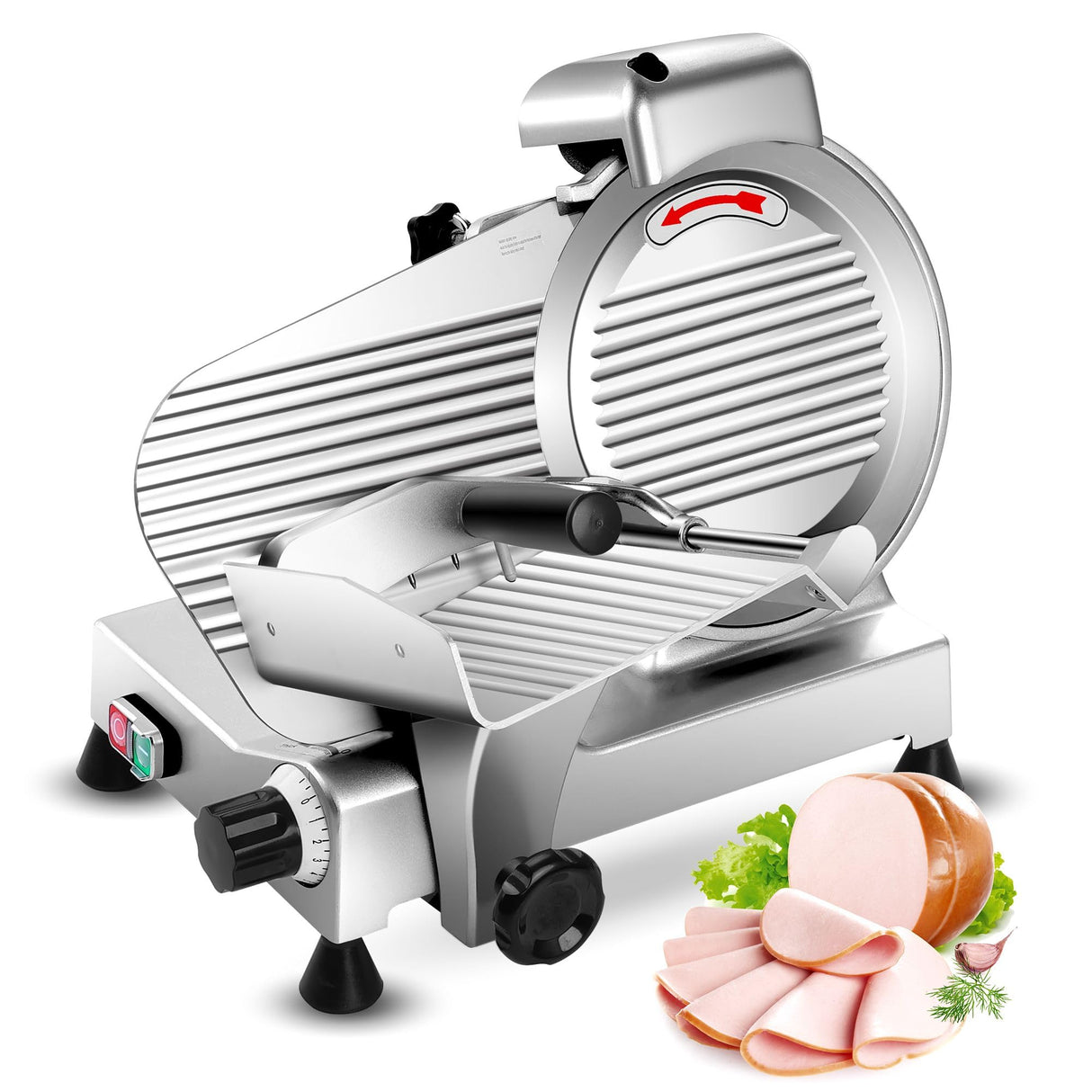 Zomagas Meat Slicer Machine,10 inch Commercial Meat Slicer, 240W Frozen Meat Cheese Deli Slicer,Premium Chromium-plated Steel Blade Semi-Auto Foody Slicer for Commercial and Home Use,Low Noises Zomagas