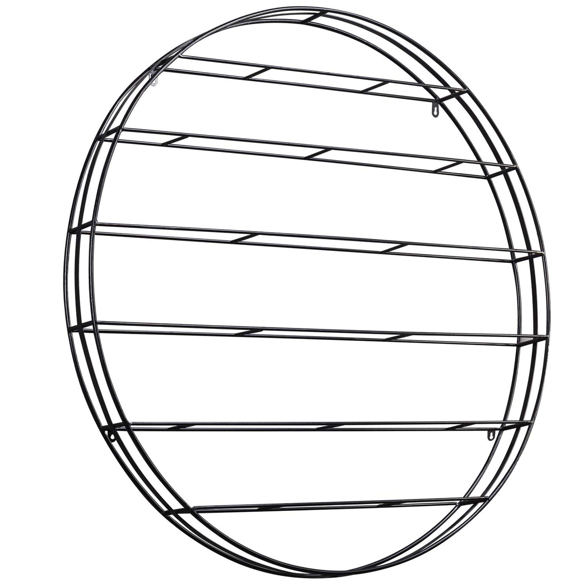 MyGift 12-Bottle Modern Black Metal Round Wall Mounted Wine Rack – 6-Tier Horizontal Storage Shelf for Kitchen, Living Room & Wine Cellar – Space-Saving Wall Decor & Cork Preservation MyGift