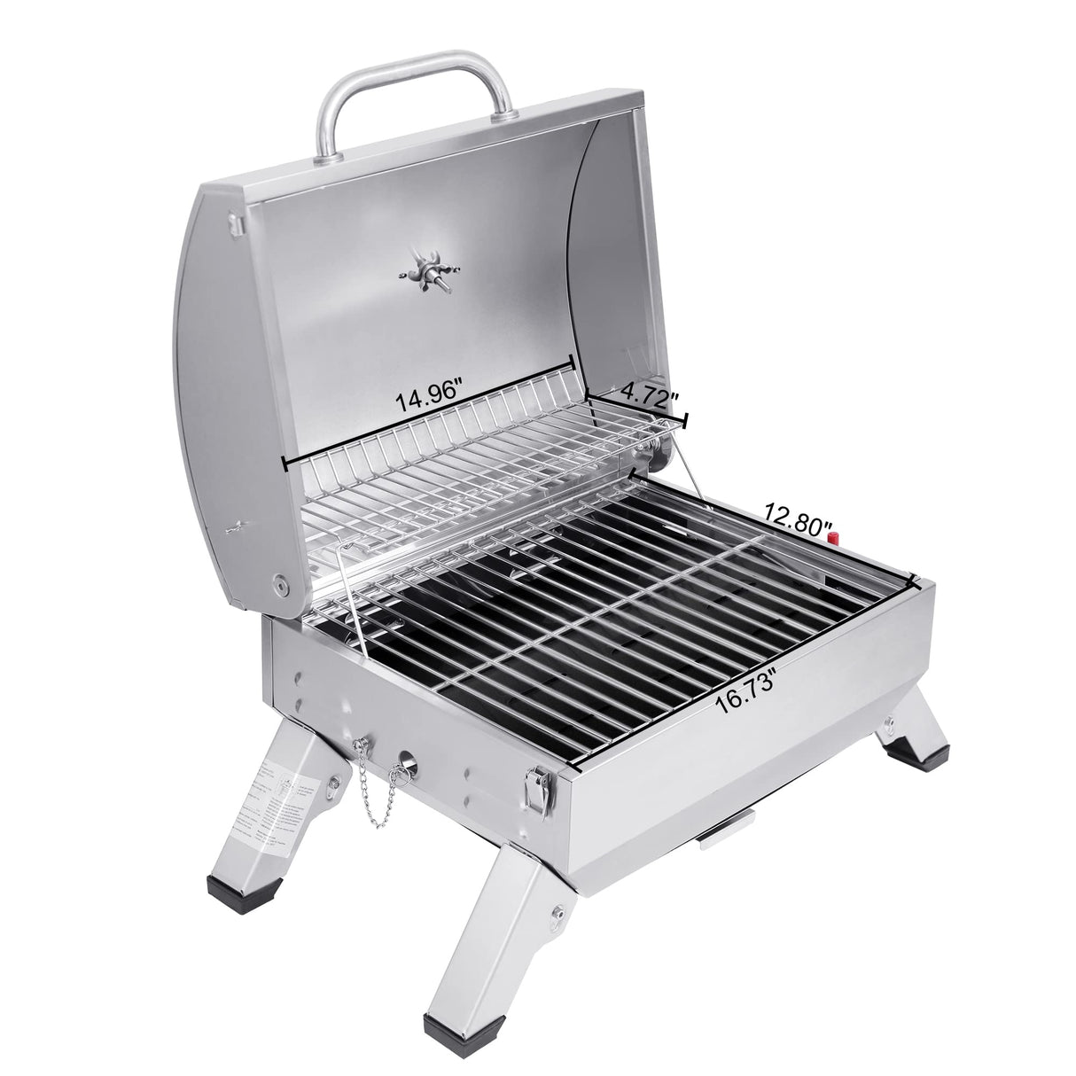 Royal Gourmet GT1001 Stainless Steel Portable Grill, 10000 BTU BBQ Tabletop Gas Grill with Folding Legs and Lockable Lid, Outdoor Camping, Deck and Tailgating, Silver Royal Gourmet