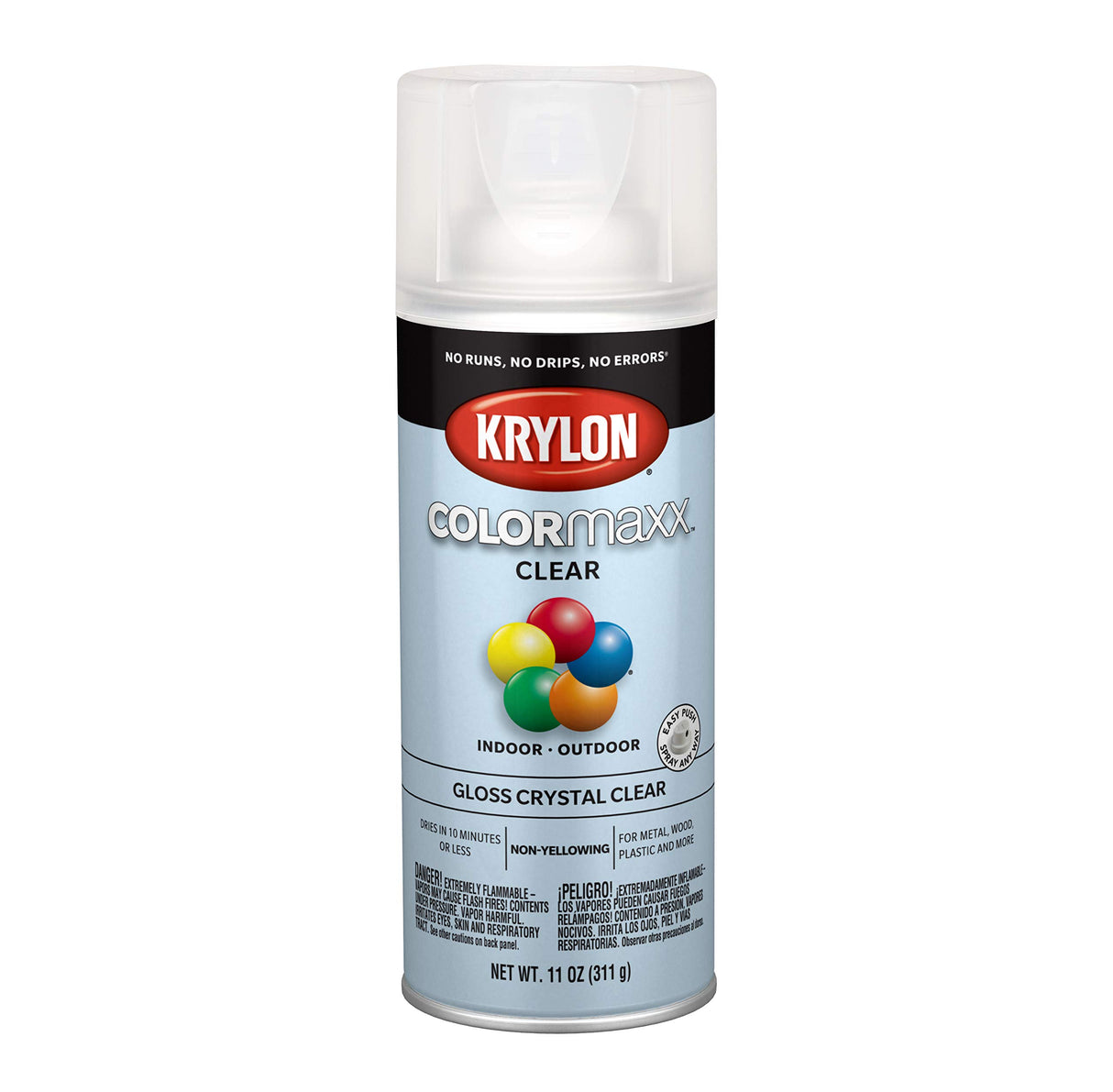 Krylon K05515007 COLORmaxx Acrylic Clear Finish for Indoor/Outdoor Use, Gloss Crystal Clear , 11 Ounce (Pack of 1) Krylon