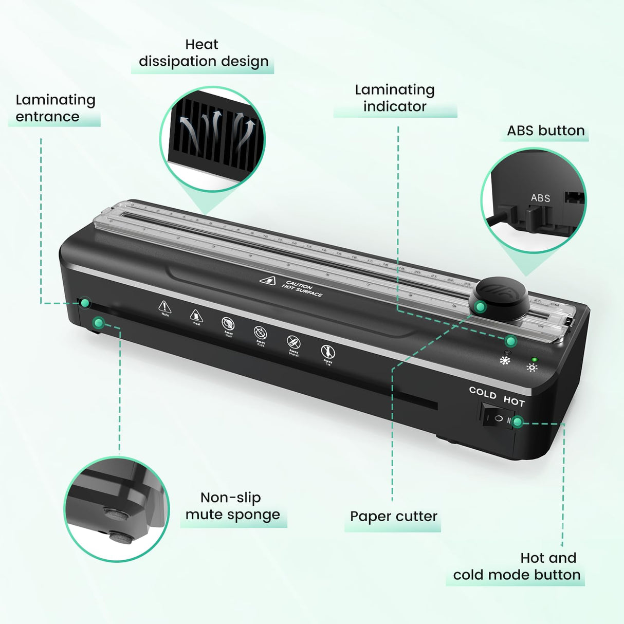 Laminator Machine A4 Laminators - 9 Inch Thermal Cold Laminating Machine with 20 Laminating Sheets, 8.5x11 Laminator with NTC Temperature Control 90-s Warm up, A4/A5/A6 Laminators for School Home MAXDONE
