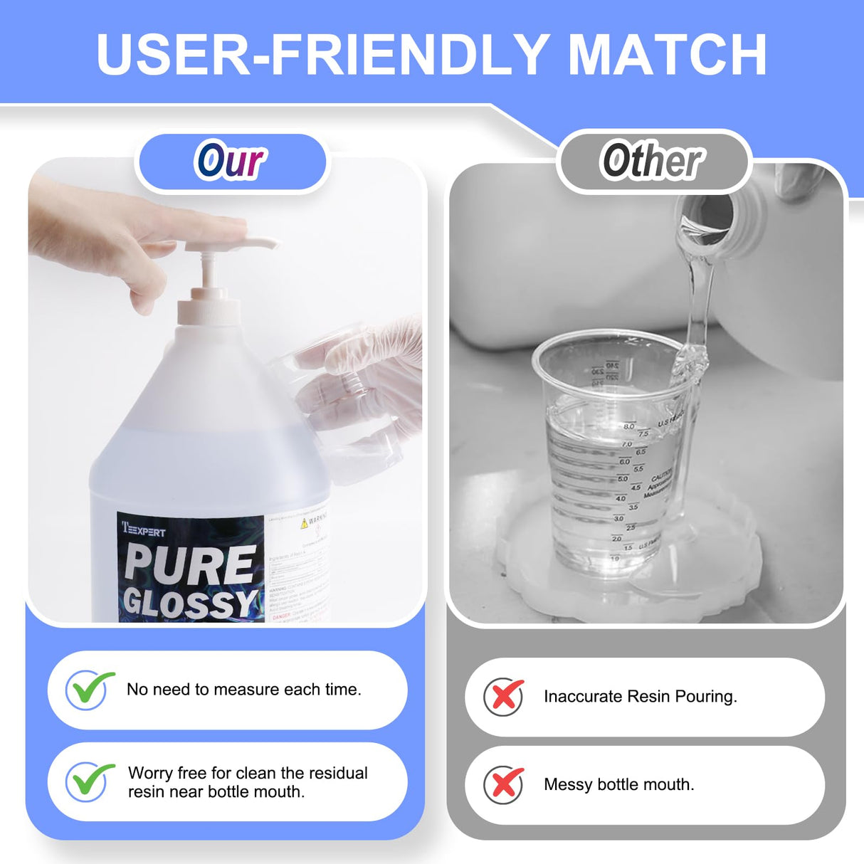 Teexpert Epoxy Resin 2 Gallon Kit, Pure Glossy Crystal Clear Resin Epoxy with Pump, Casting Resin Bubble Free Anti Yellowing, Art Resin Epoxy Resin for Jewelry Making, Table Top, Wood & Art Crafts Teexpert