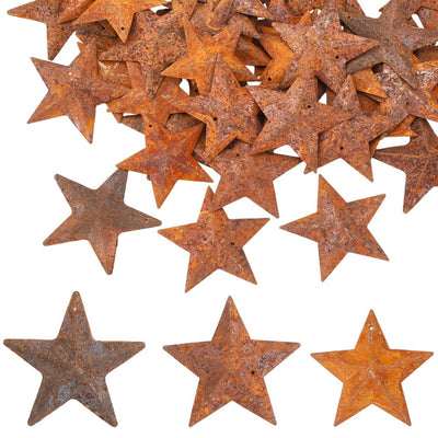 GORGECRAFT 60Pcs 3 Sizes Metal Rusty Barn Star 40mm 45mm 47mm Rustic Iron Country Stars Pendants with Hole Vintage Primitives Farmhouse Wall Door Accents for Home Outdoor Party Remembrance Ornament
