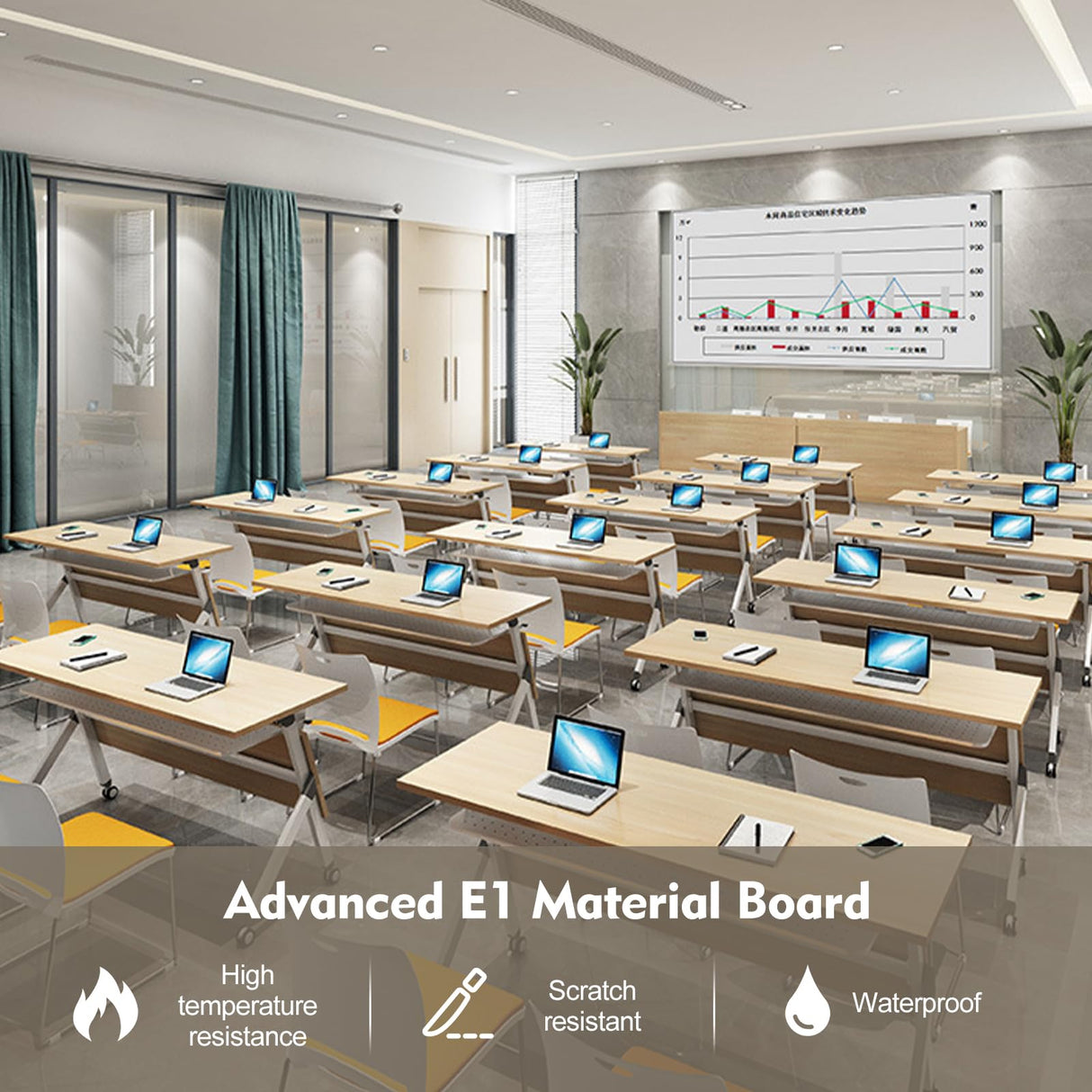 6-Pack Folding Conference Table,Modern Office Conference Room Table, Mobile Flip Top Training Tables with Caster Wheels,Foldable Meeting Table for Office,Meeting Room,Class rzoizwko