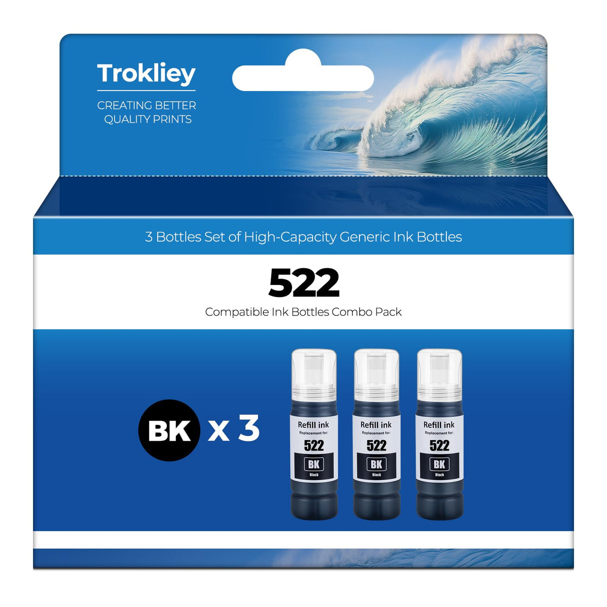 522 Black Ink Bottles ET-2800 ET-4800 ET-2400 ET-2803 Ink Refill Replacement for Epson 522 Ink Refill Bottles Black Compatible for Ecotank ET-2720 ET-4810 ET-4700 ET-2840 Printer (Not Subli Ink) Trokliey