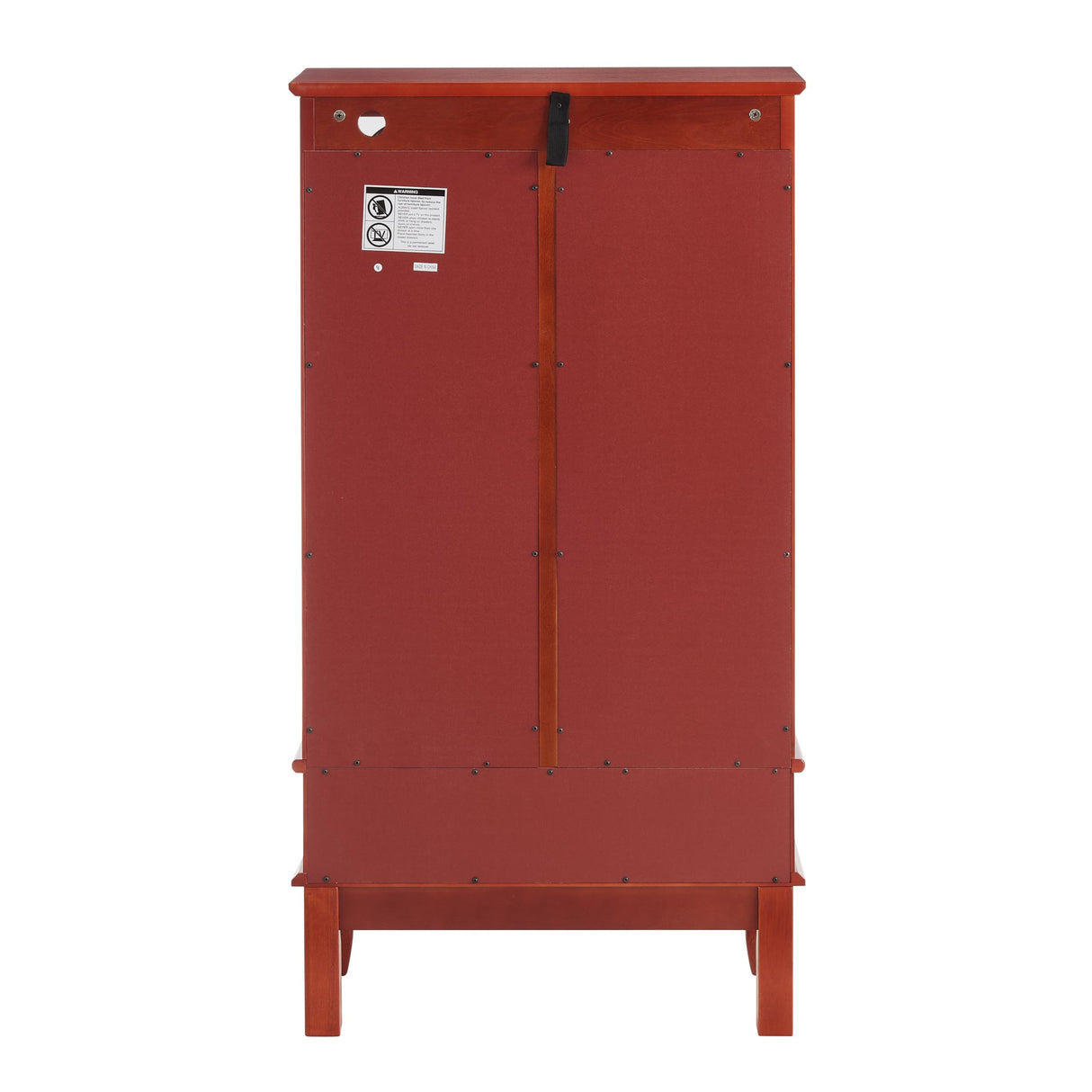 TRJQBCC 49" H Lighted Curio Display Cabinet with 2 Glass Doors & 1 Drawer, Wooden Curio Showcase w/Adjustable Shelves & Mirrored Back Panel, Wine Storage Cabinet Display Case for Living Room (Cherry) TRJQBCC