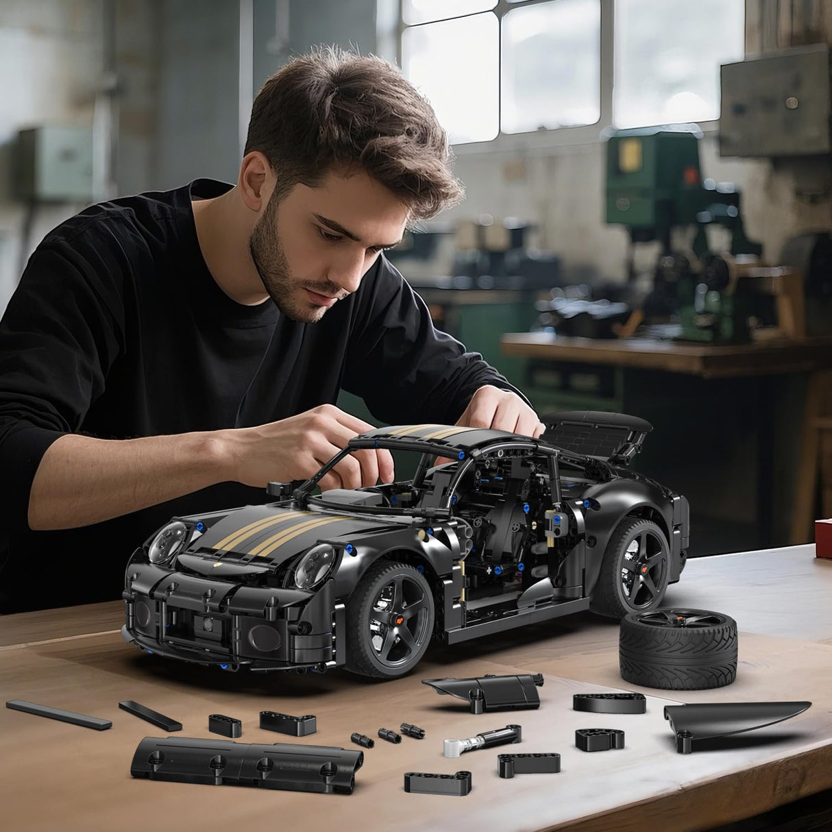 CaDA C63006W 1:10 Scale RUF GT RC Car Kit - DIY Assembly Building Blocks Set and STEM Educational Toy for Kids & Adults (8+ Years) CaDA