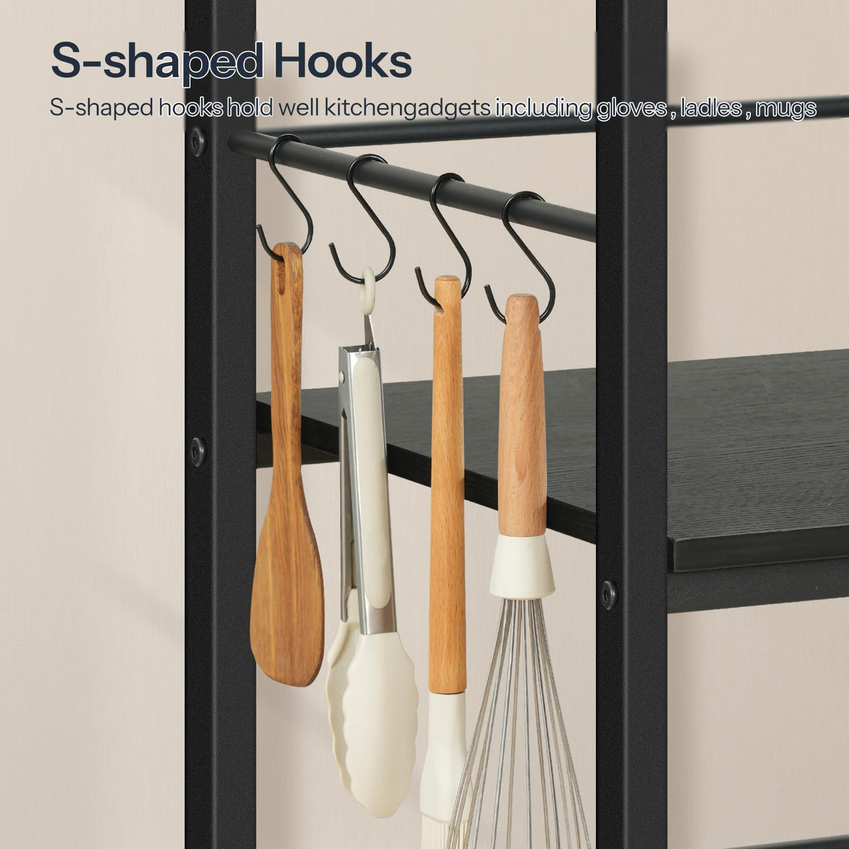 HOOBRO Kitchen Island with Storage, Kitchen Island Table with Power Outlet, 35.4" L 3 Tier Coffee Station and Microwave Stand, for Home, Kitchen and Dining Room, Black BB021ZD01 HOOBRO