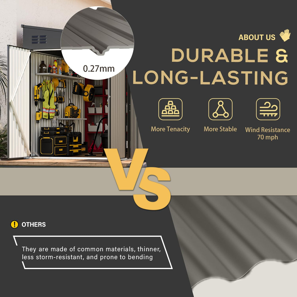 AECOJOY Shed Lean to Storage Shed, Large Outdoor 8' x 10' Metal Wall Side Bike Shed & Outdoor Storage, Garden Storage Cabinet for Backayrd, Patio and Outdoor Use in Grey AECOJOY