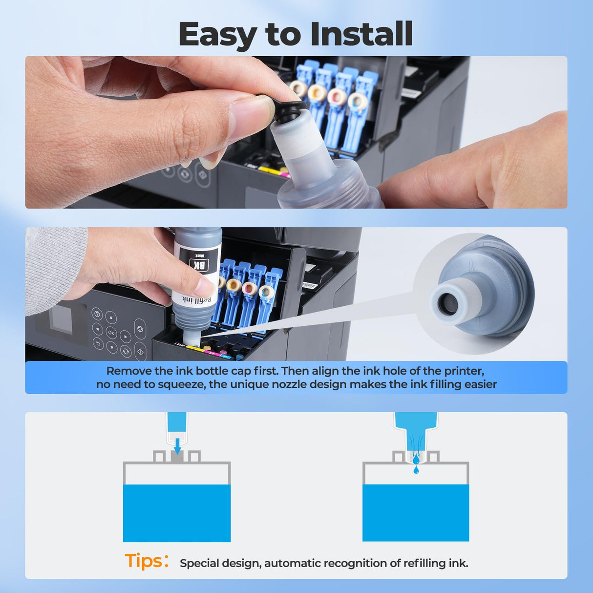 542 Ink Refill Bottles ET-5150 ET-5170 ET-5850 ET-5800 ET-16650 Replacement for Epson 542 Ink Refill Bottles Work for EcoTank Pro ET-5150 ET-5170 ET-5180 ET-5800 ET-5850 ET-5880 ET-16600 ET-16650 Topcolor