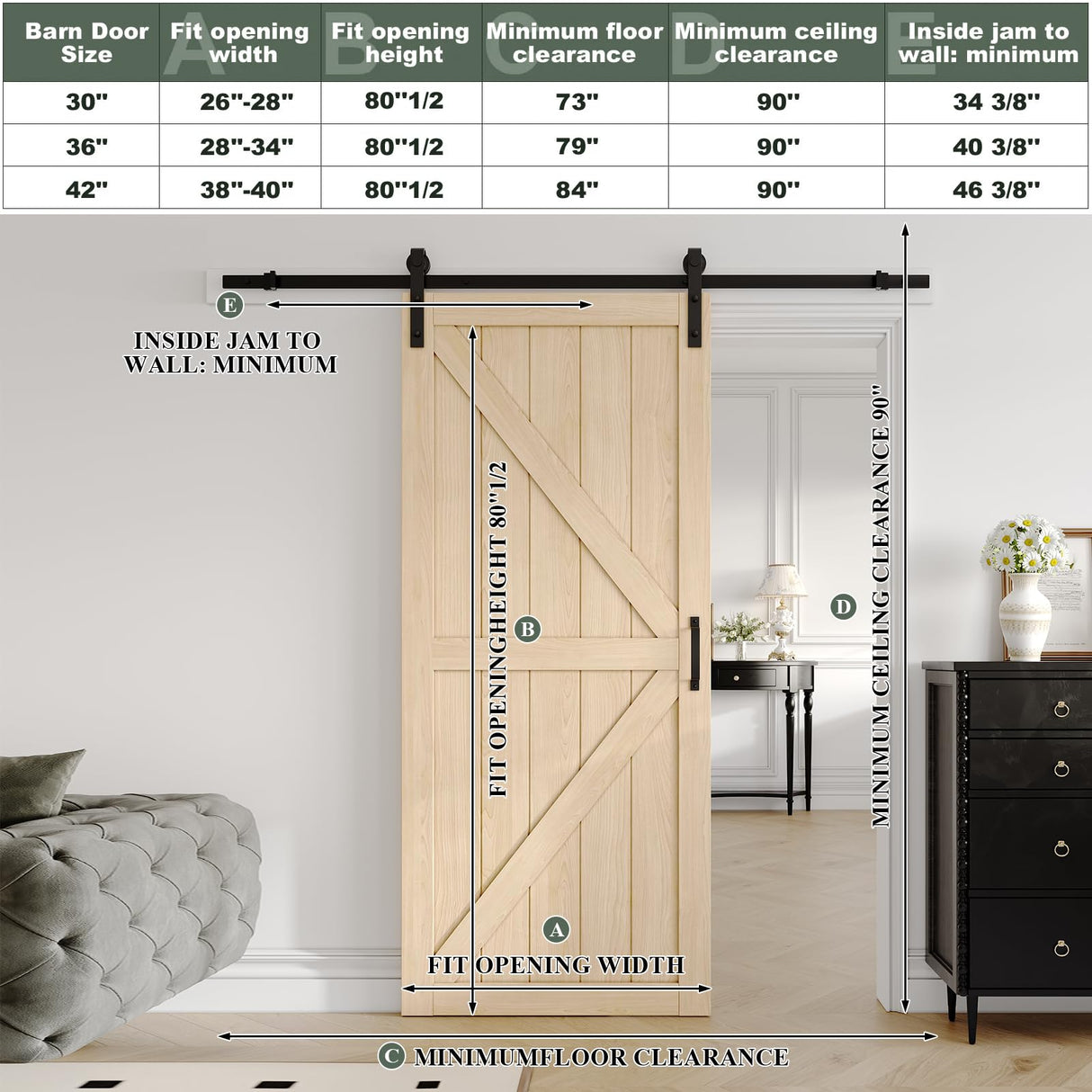 ARK DESIGN 36 x 84 Inch Barn Door with 7FT Sliding Barn Door Hardware Kit Included, Solid Wood DIY Dyeing Sliding Door, Pre-Drilled, Simple Assembly Required ARK DESIGN