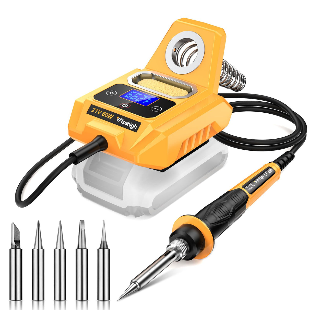 Cordless Soldering Station for Dewalt 20V Max Battery - Electric Digital LCD Display Soldering Iron Station Fast Heating Up Soldering Station for DIY, Appliance Repair (Battery Not Included) Wisehigh